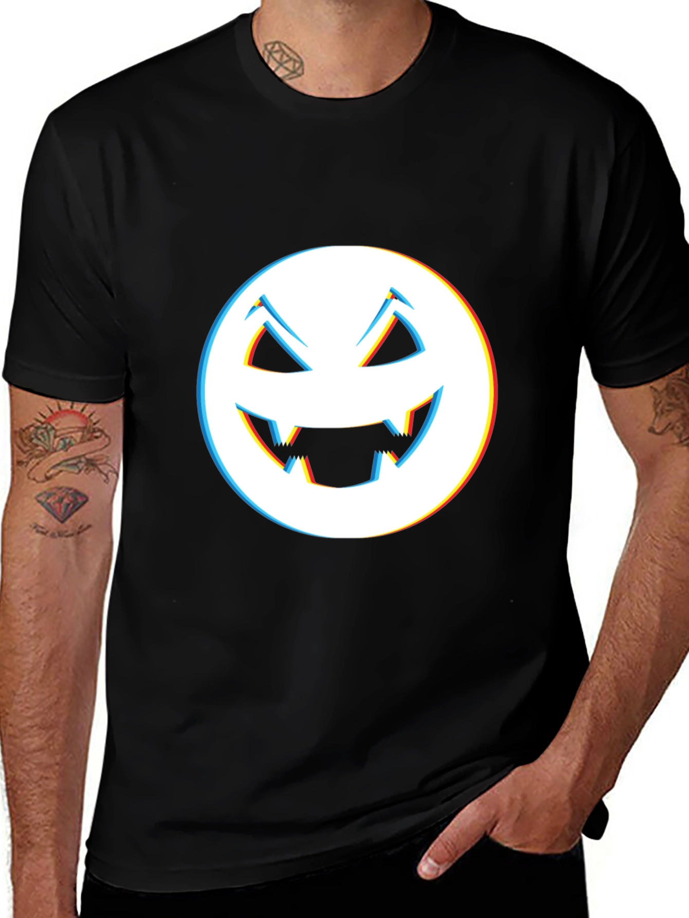 Variant 9 of Spooky Smile Tee - Men's Black Halloween Graphic T-Shirt