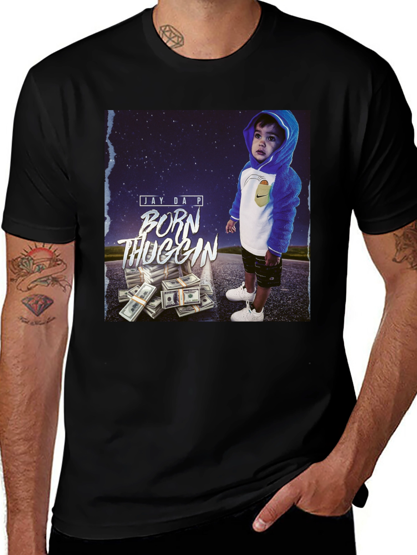 Variant 24 of Born Thuggin' T-Shirt - Jay Da P Album Art