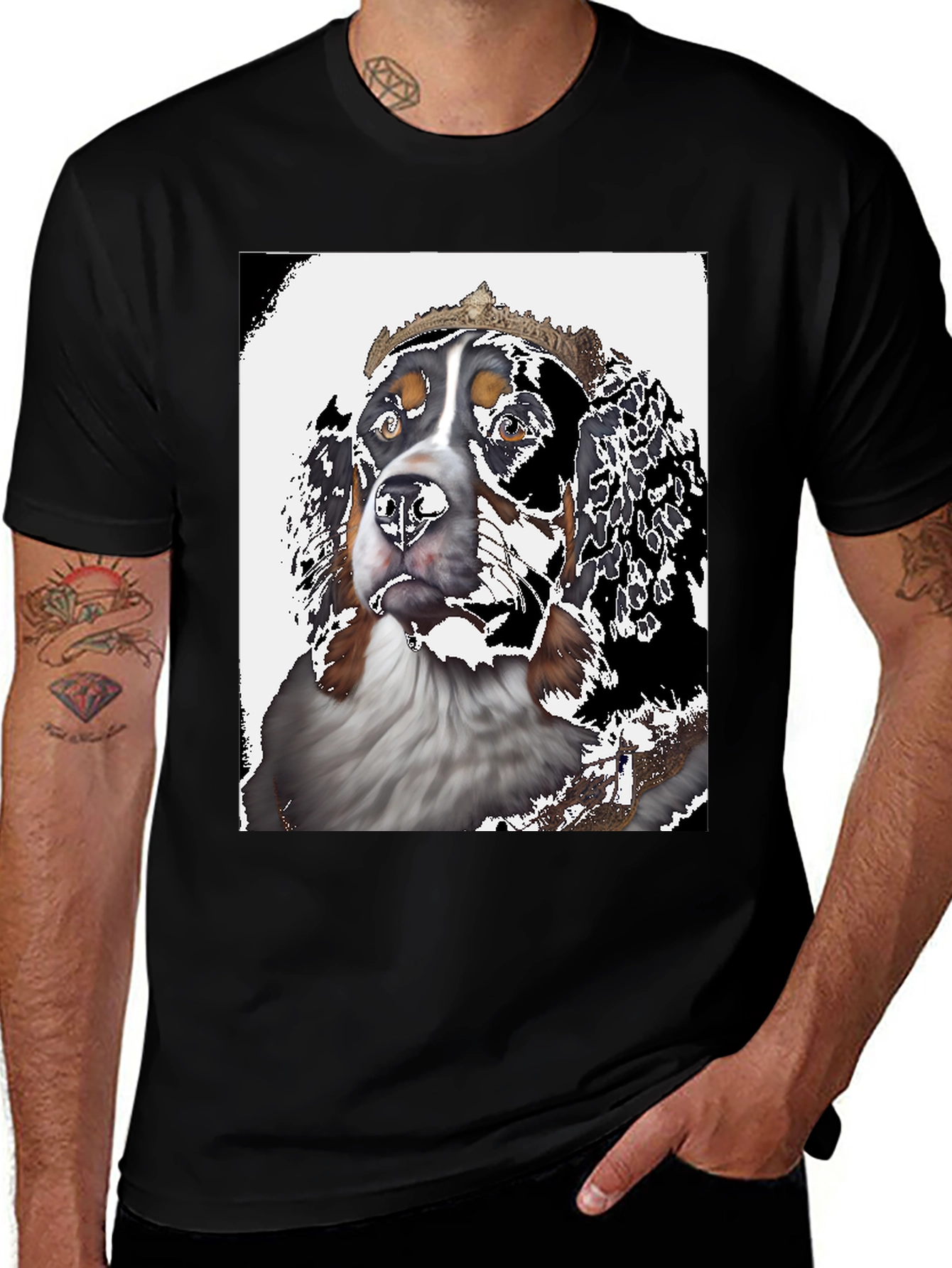 Variant 13 of Royal Dog Graphic Tee - Black Cotton T-Shirt
