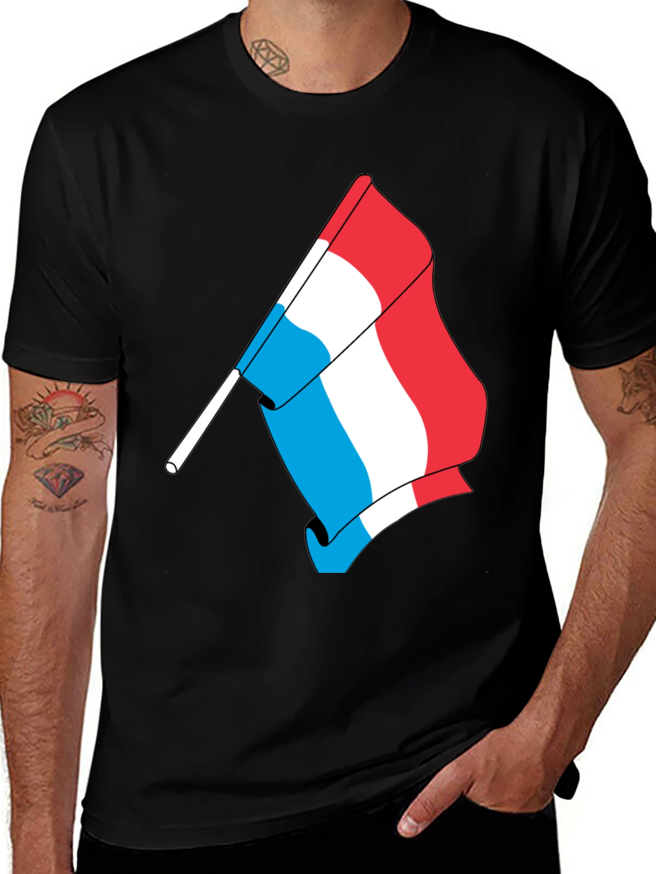 Variant 13 of Luxembourg Flag Graphic T-Shirt - Black Casual Tee