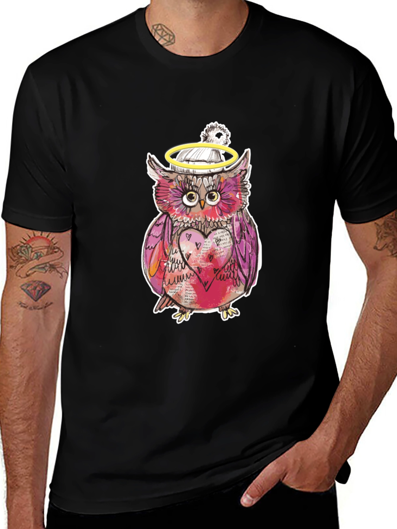 Variant 17 of Whimsical Owl Graphic Tee - Unique Design