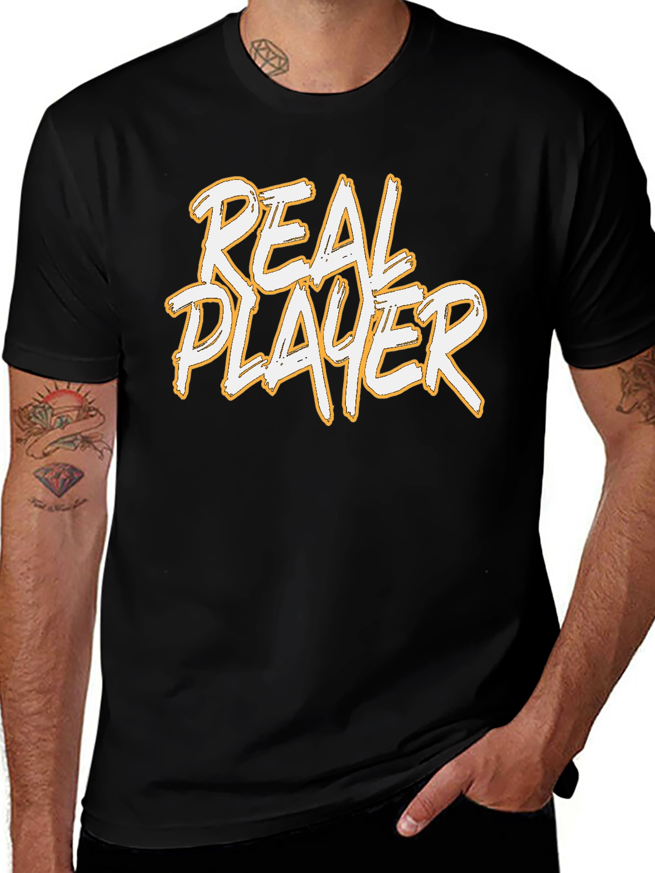 Variant 12 of Real Player Graphic Print Black T-Shirt