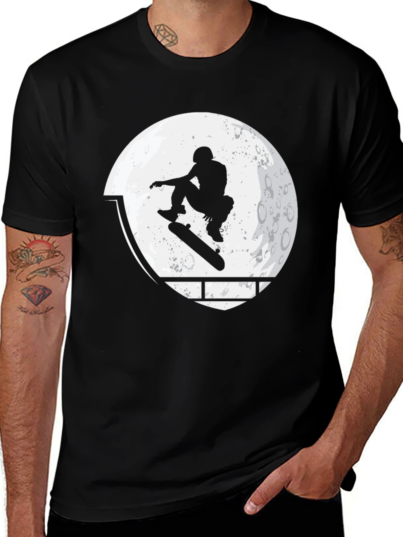Variant 11 of Skater Silhouette Moon Graphic T-Shirt