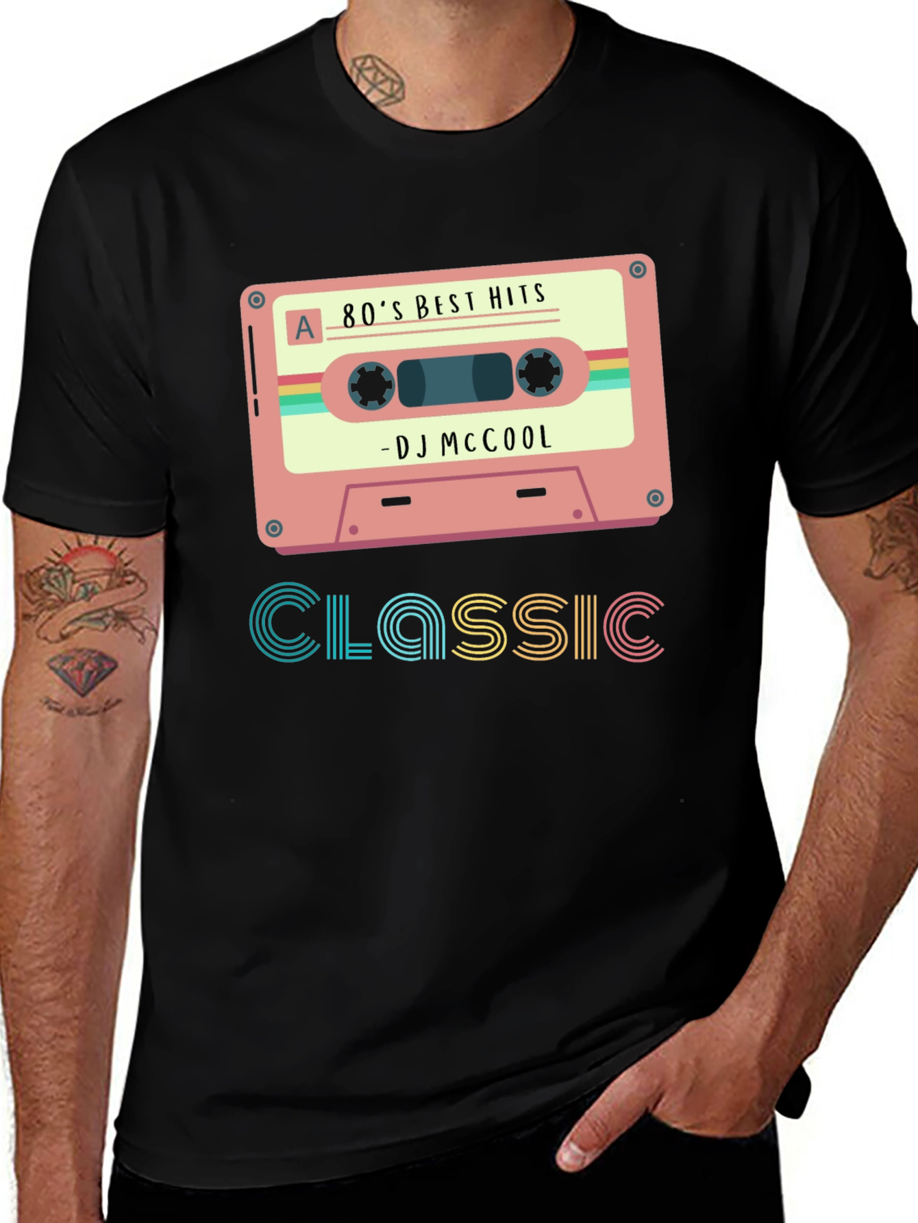 Variant 6 of Retro 80's Cassette Tape T-Shirt - Classic DJ McCOOL Tee