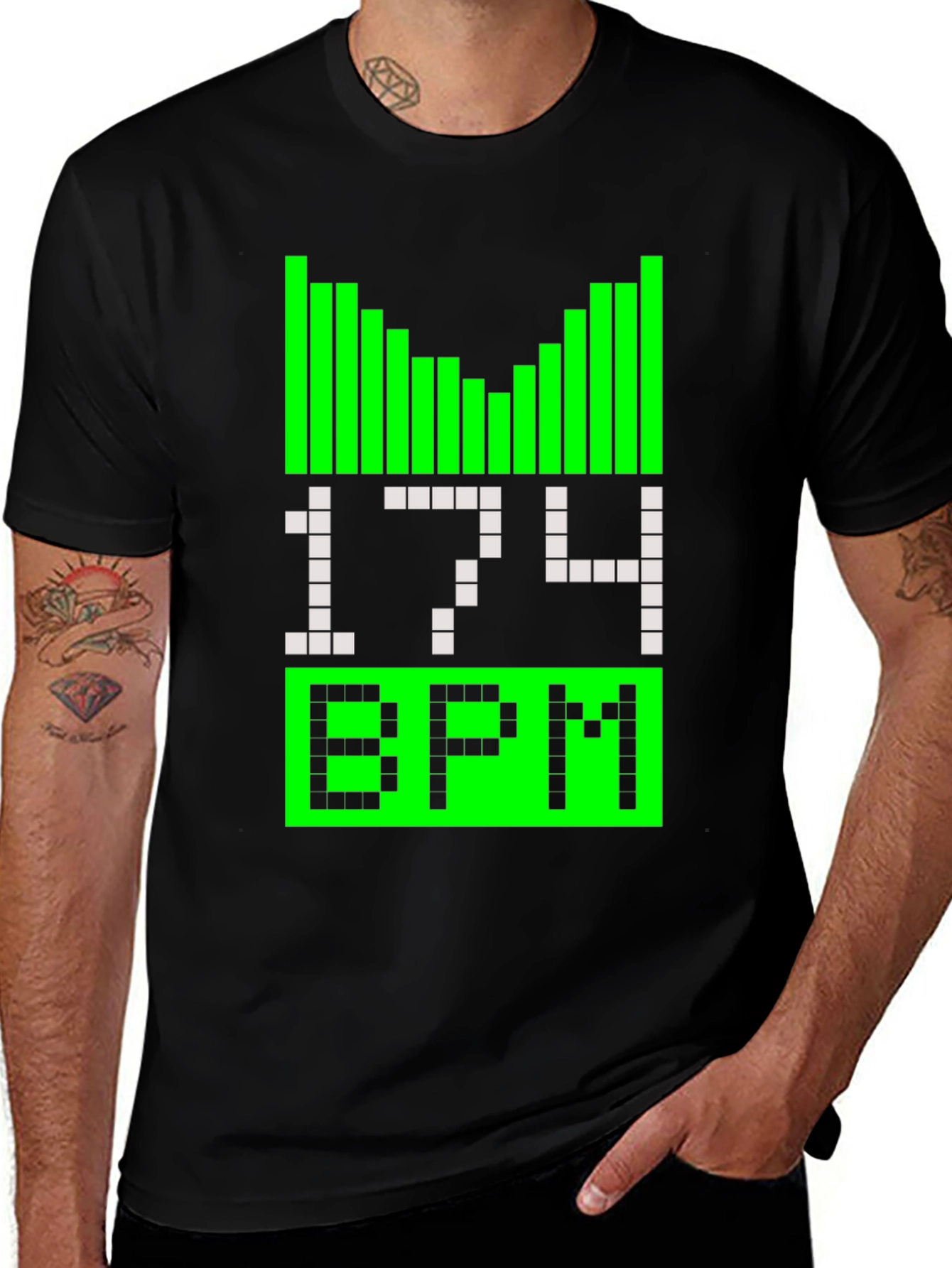 174 BPM Music Pulse Black T-Shirt