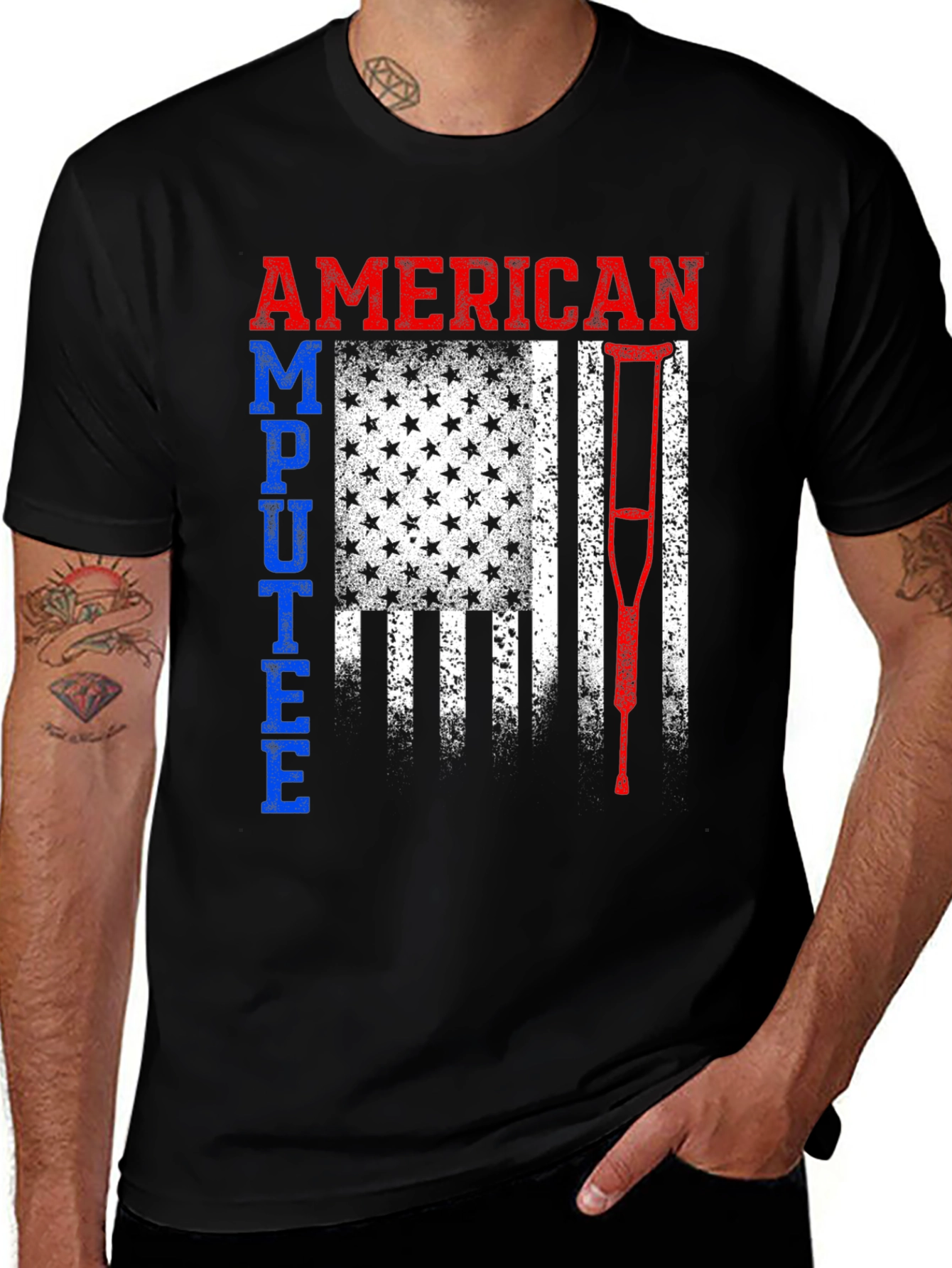 Variant 2 of American Amputee Patriotic Flag Graphic T-Shirt