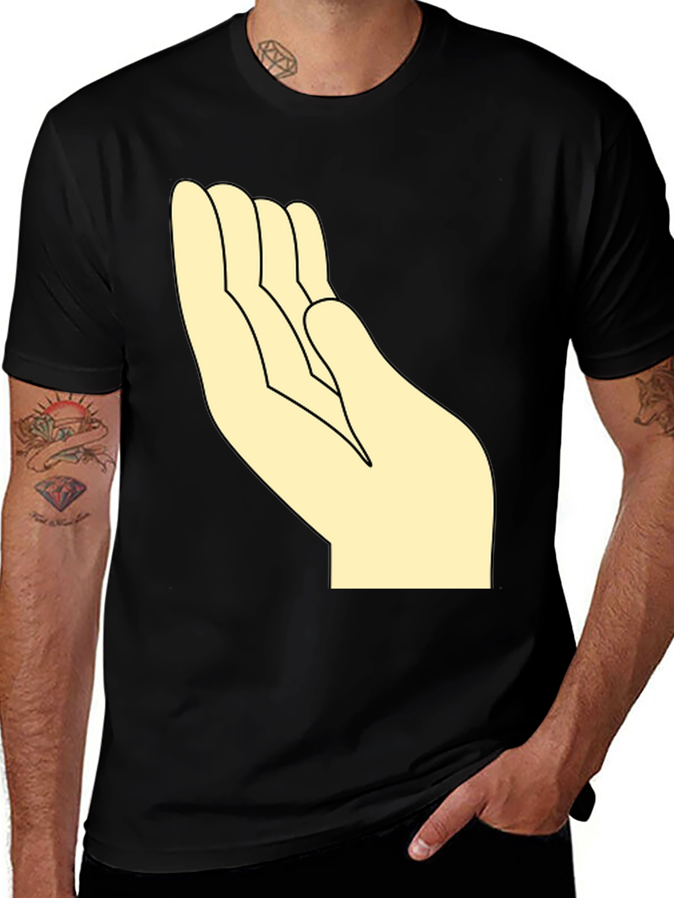 Variant 28 of Graphic Tee: Offering Hand Design