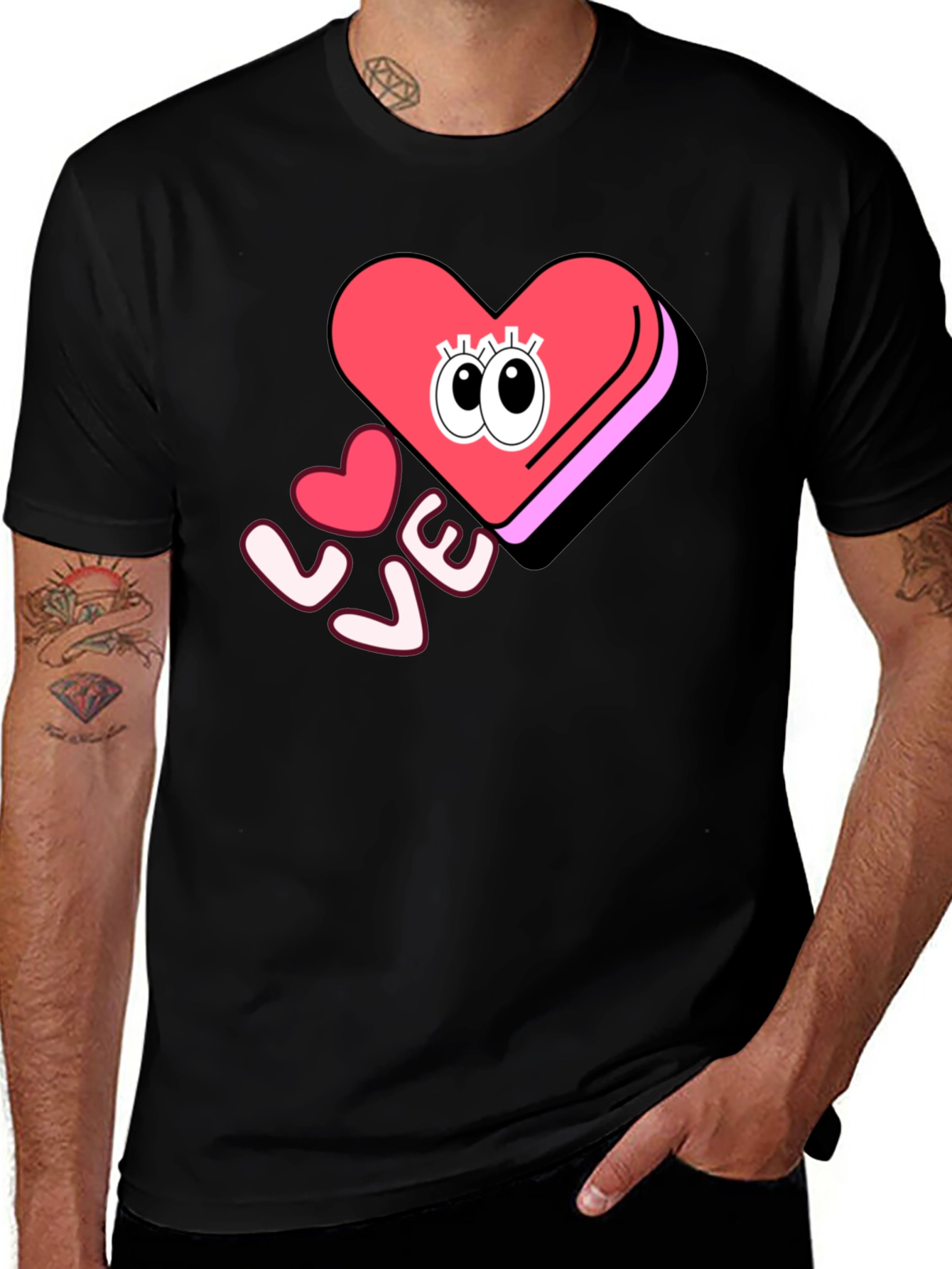 Variant 16 of Love Heart Eyes Graphic Black T-Shirt