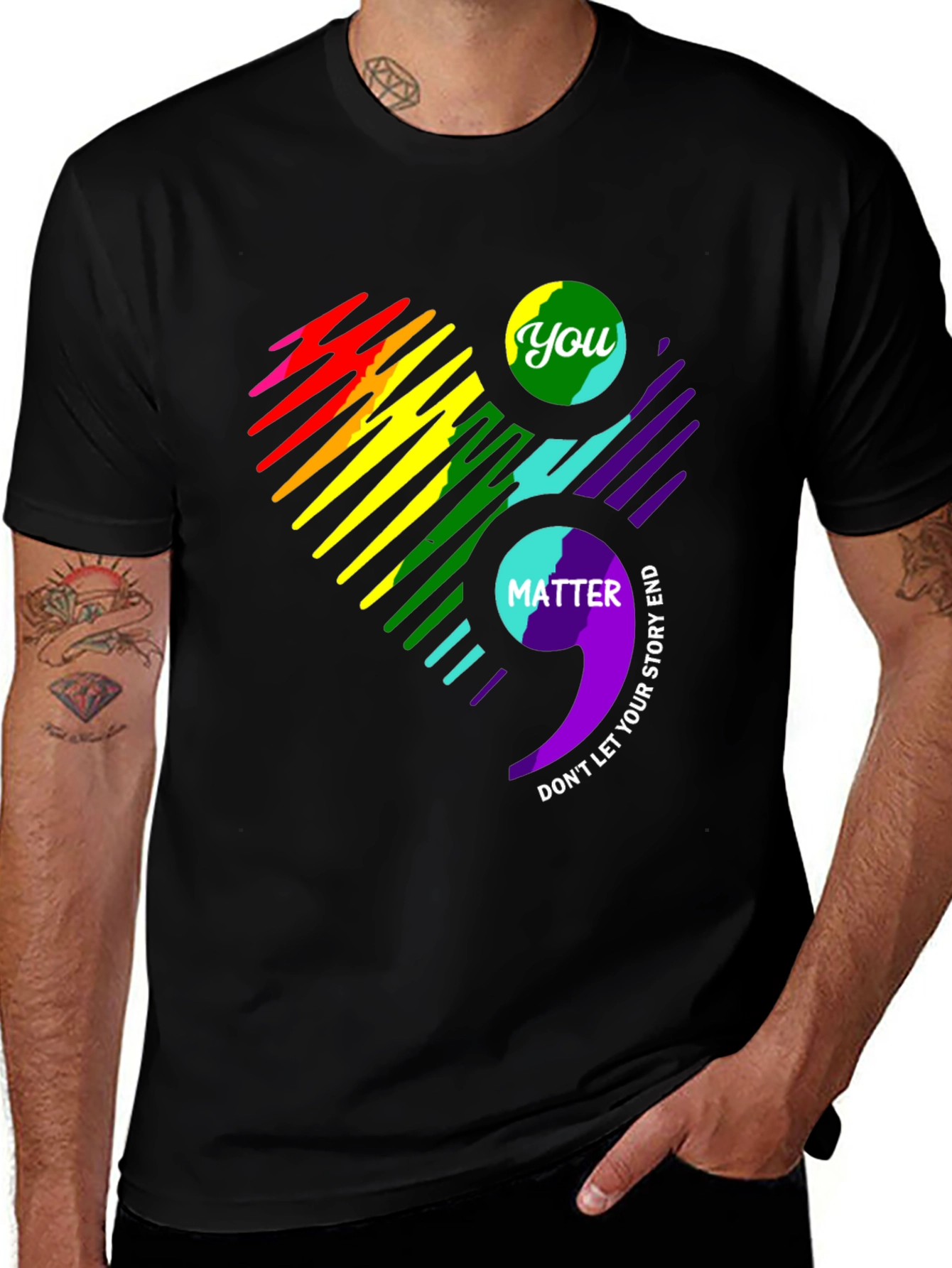 Semicolon Heart LGBTQ+ T-Shirt: You Matter
