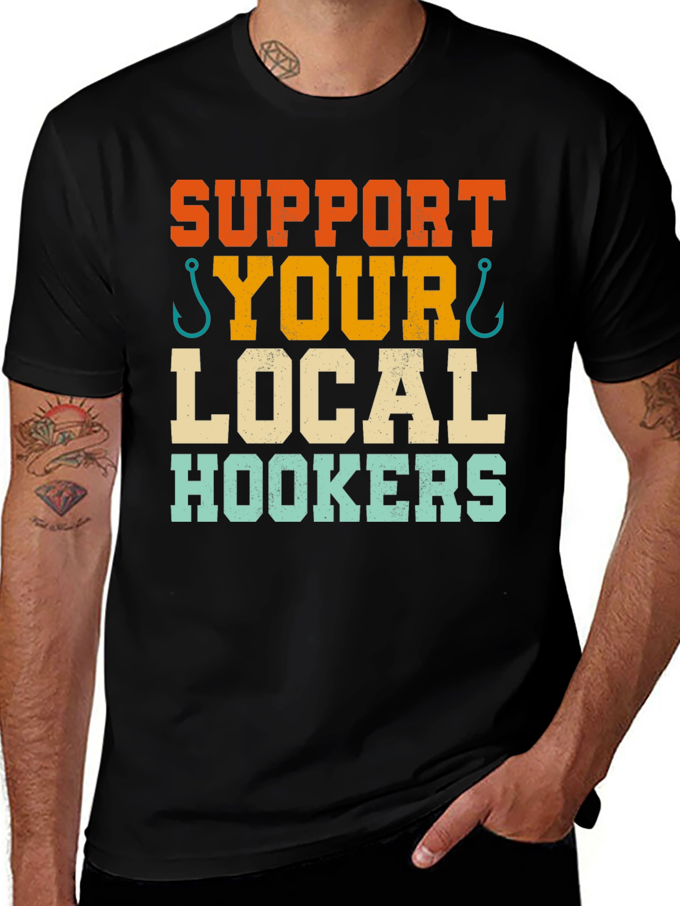 Variant 6 of Support Your Local Hookers Funny Fishing T-Shirt