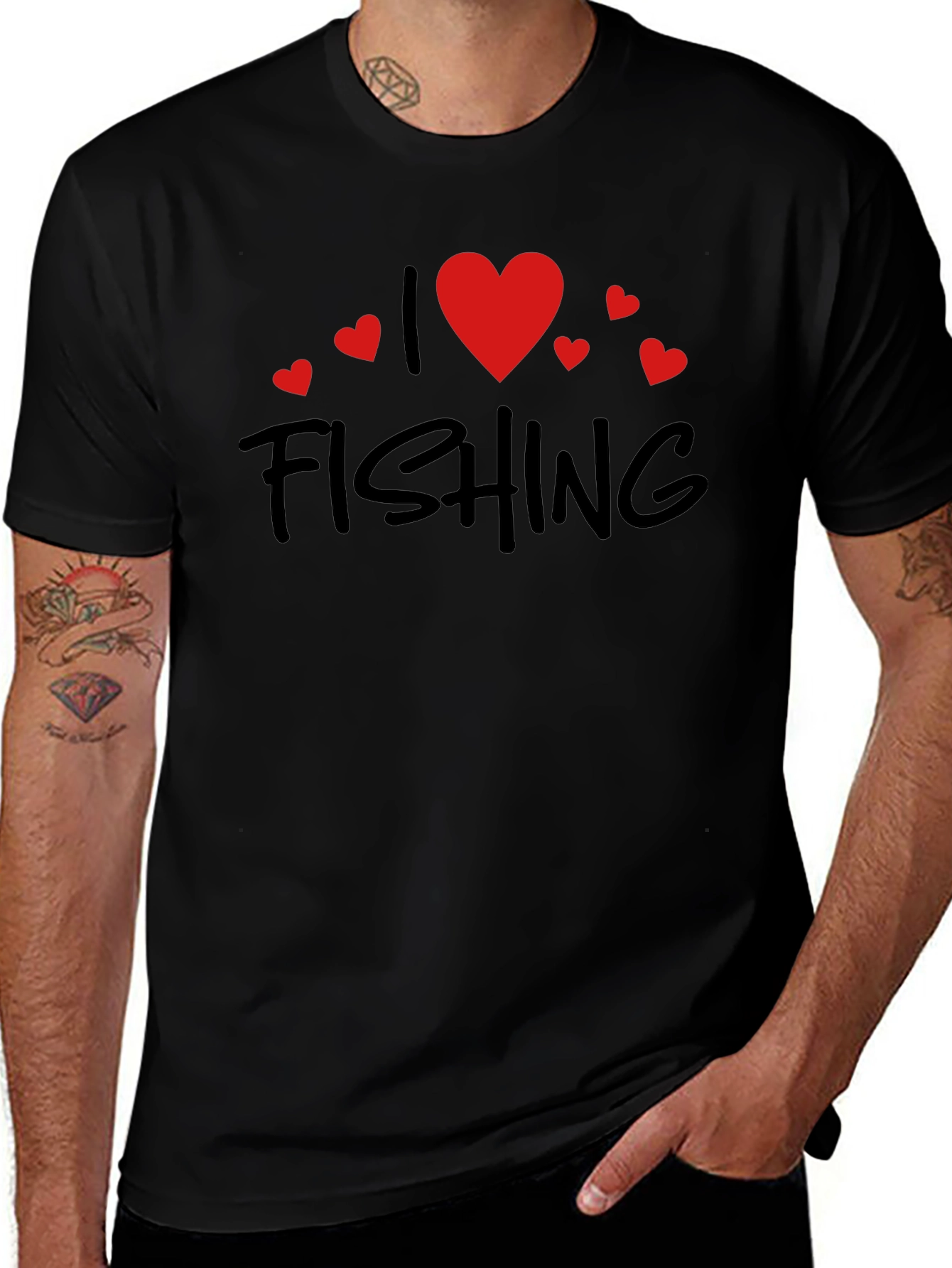 Black I Love Fishing Black Tee main image