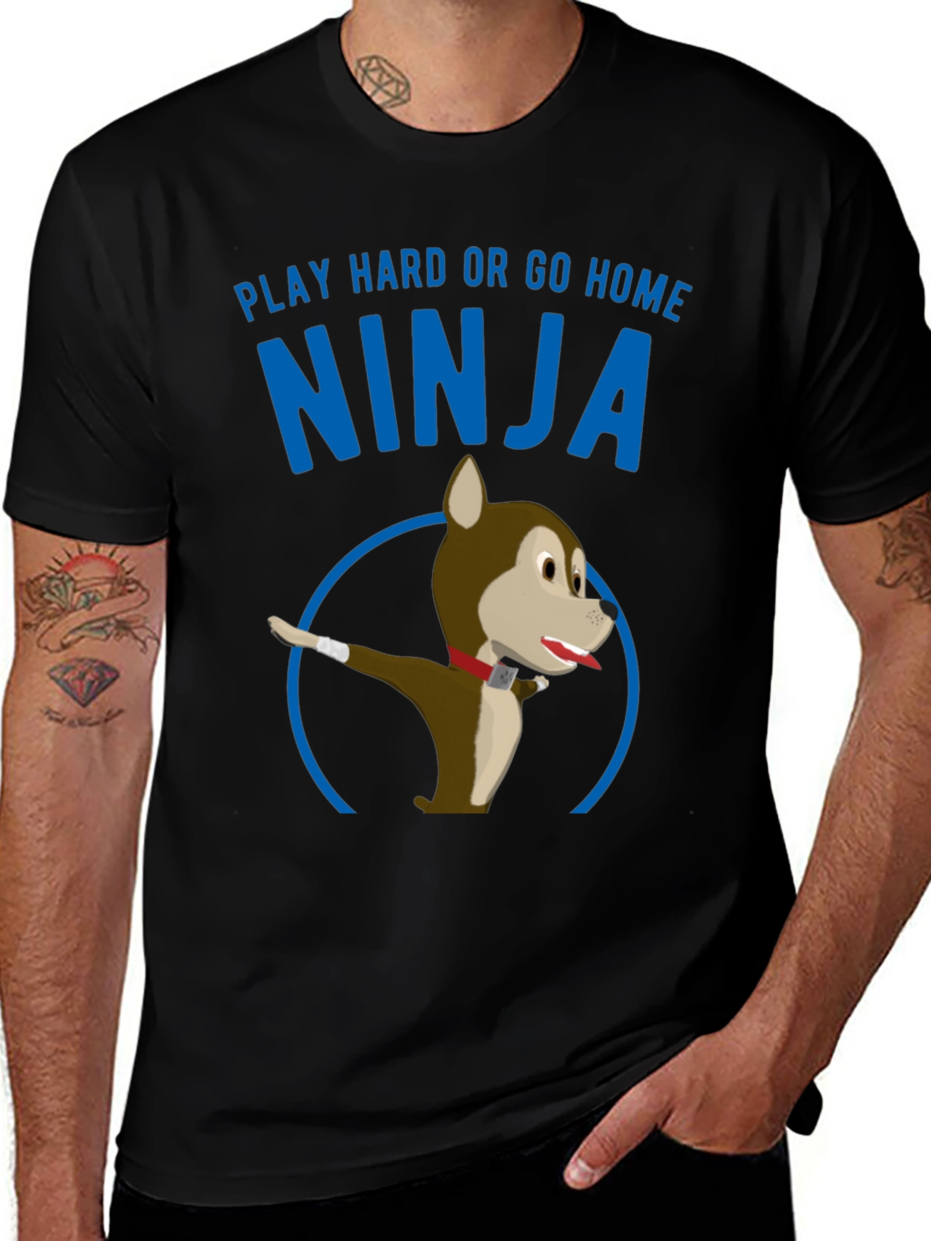 Variant 5 of Play Hard Ninja Dog Graphic Tee