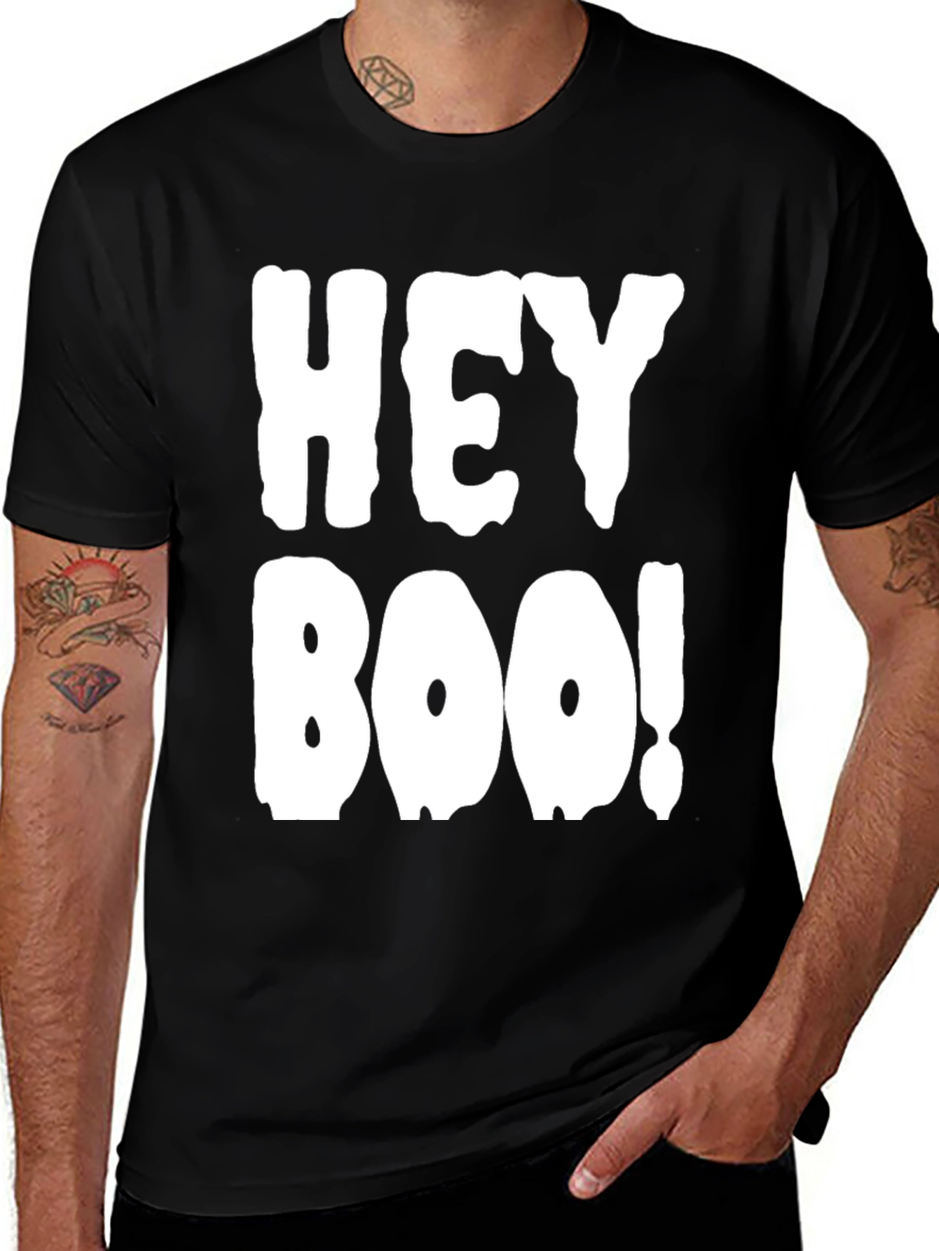 Hey Boo! Graphic Print Black T-Shirt
