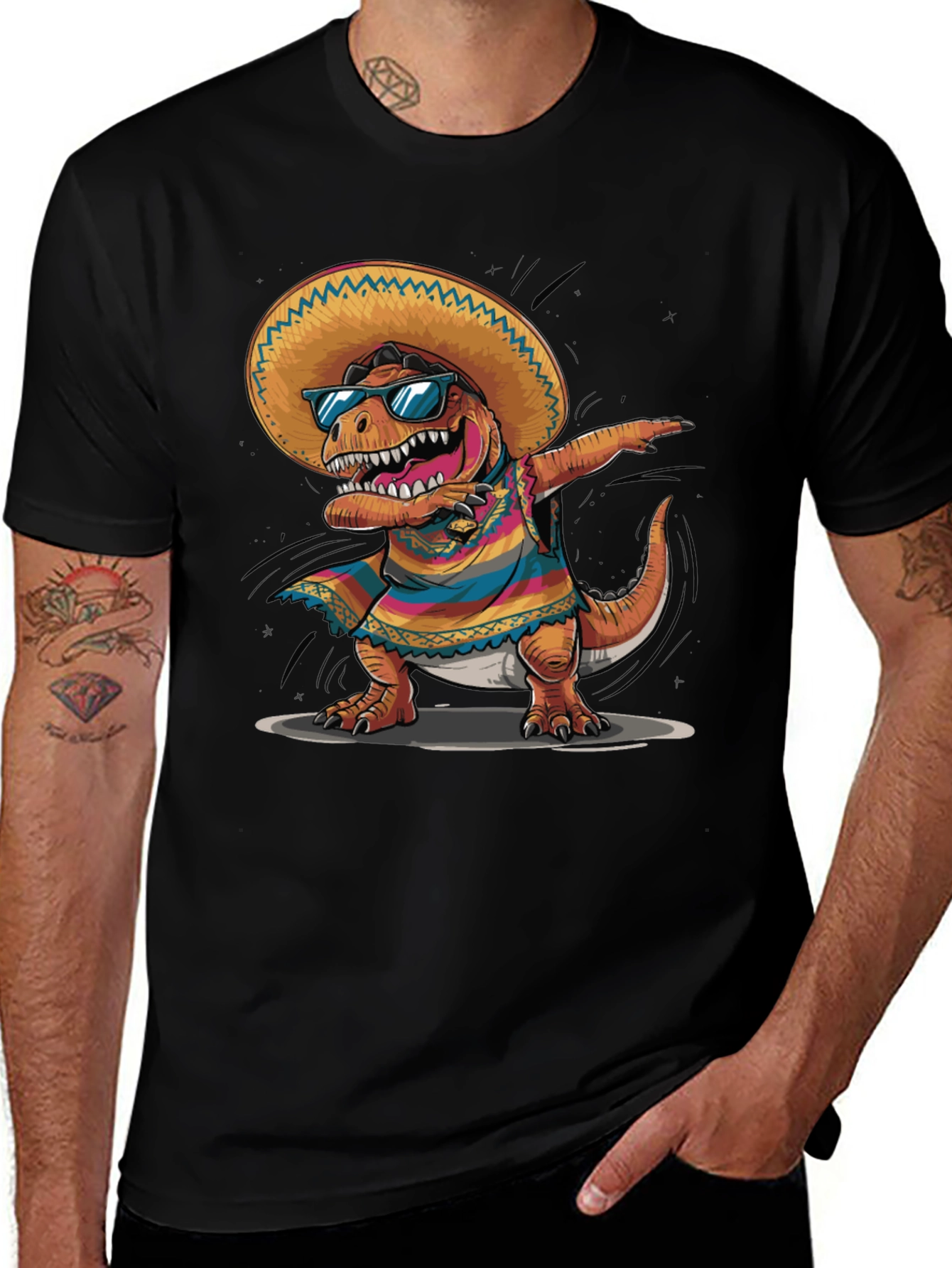 Dabbing Dino Fiesta T-Shirt - Funny Cinco de Mayo Tee
