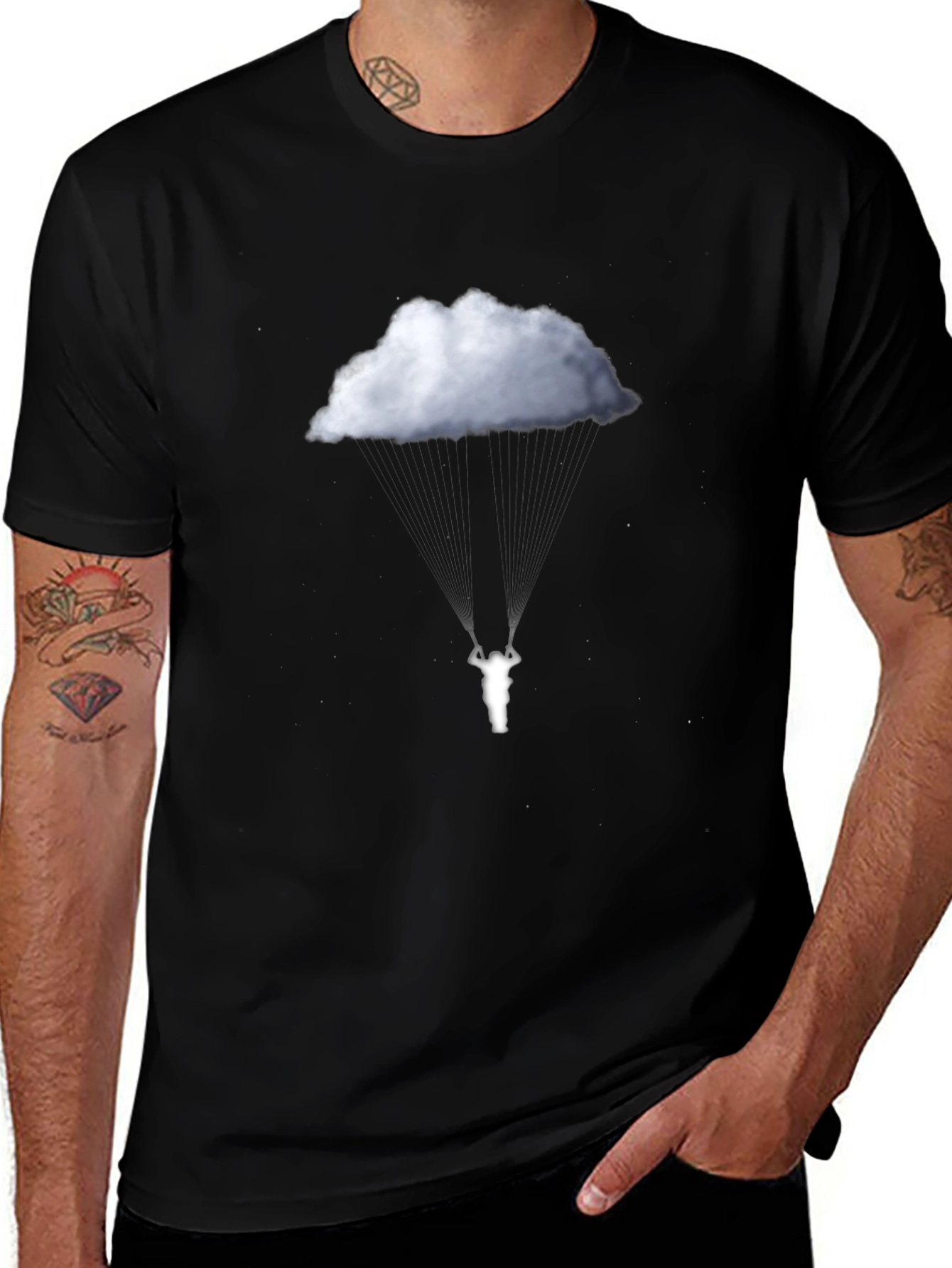 Variant 21 of Cloud Swing Graphic Tee - Black Cotton Comfort
