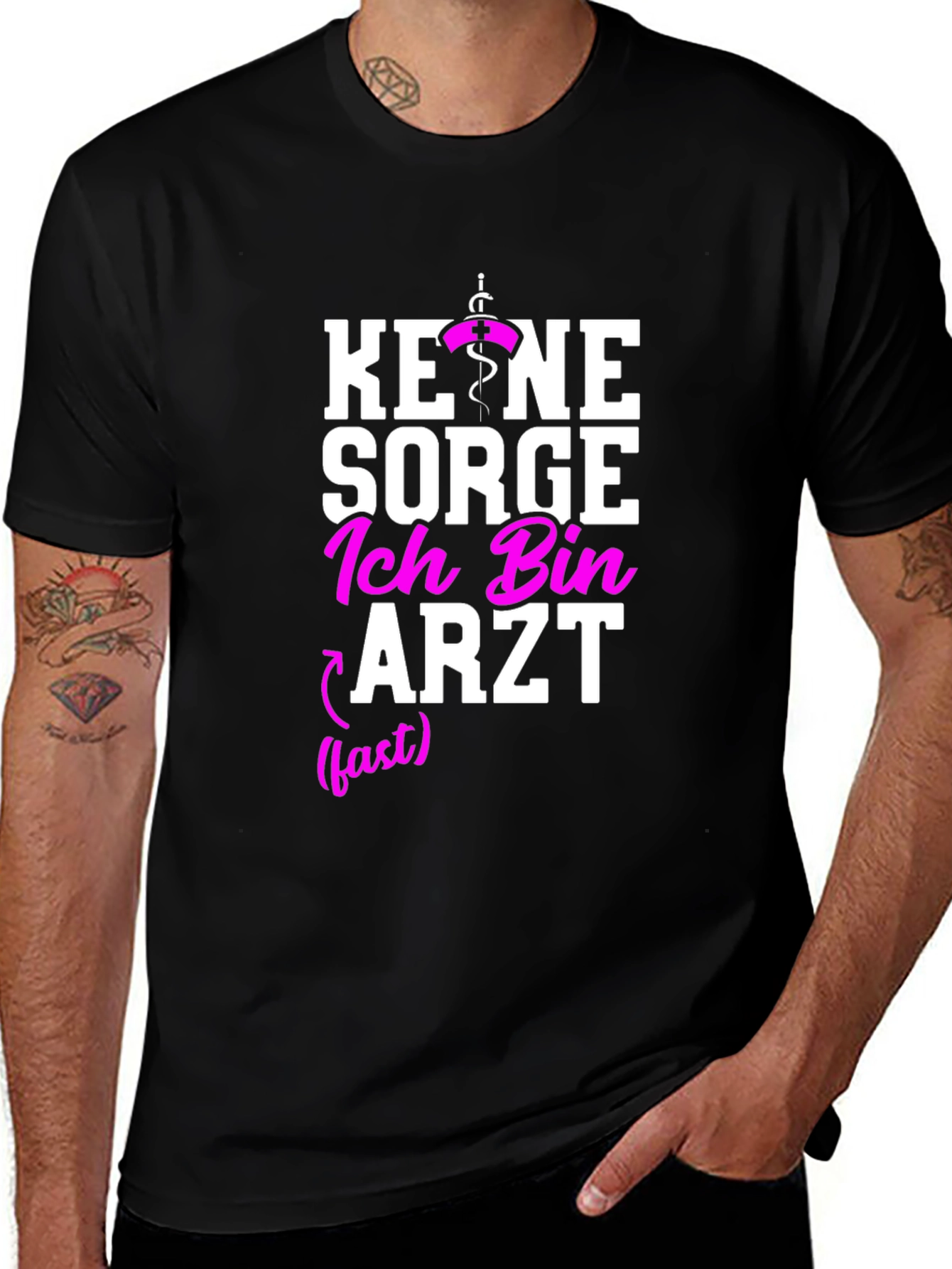 Variant 30 of Funny "Arzt" (Doctor) T-Shirt - Black, Novelty Medical Tee