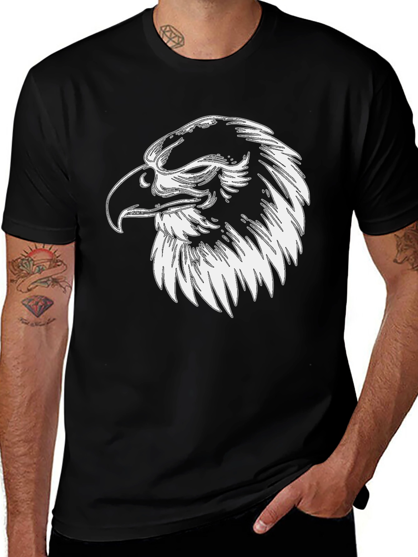 Variant 23 of Eagle Graphic Tee - Mens Black Cotton Shirt