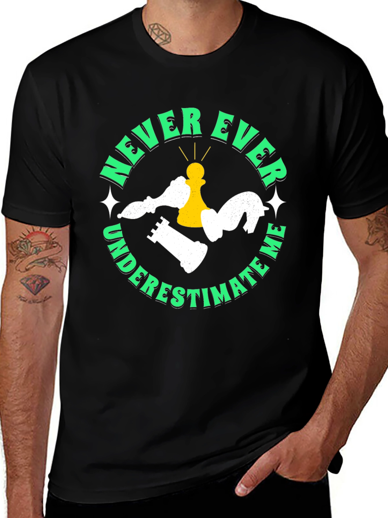 Variant 9 of Chess Piece T-Shirt: Never Underestimate Me Tee