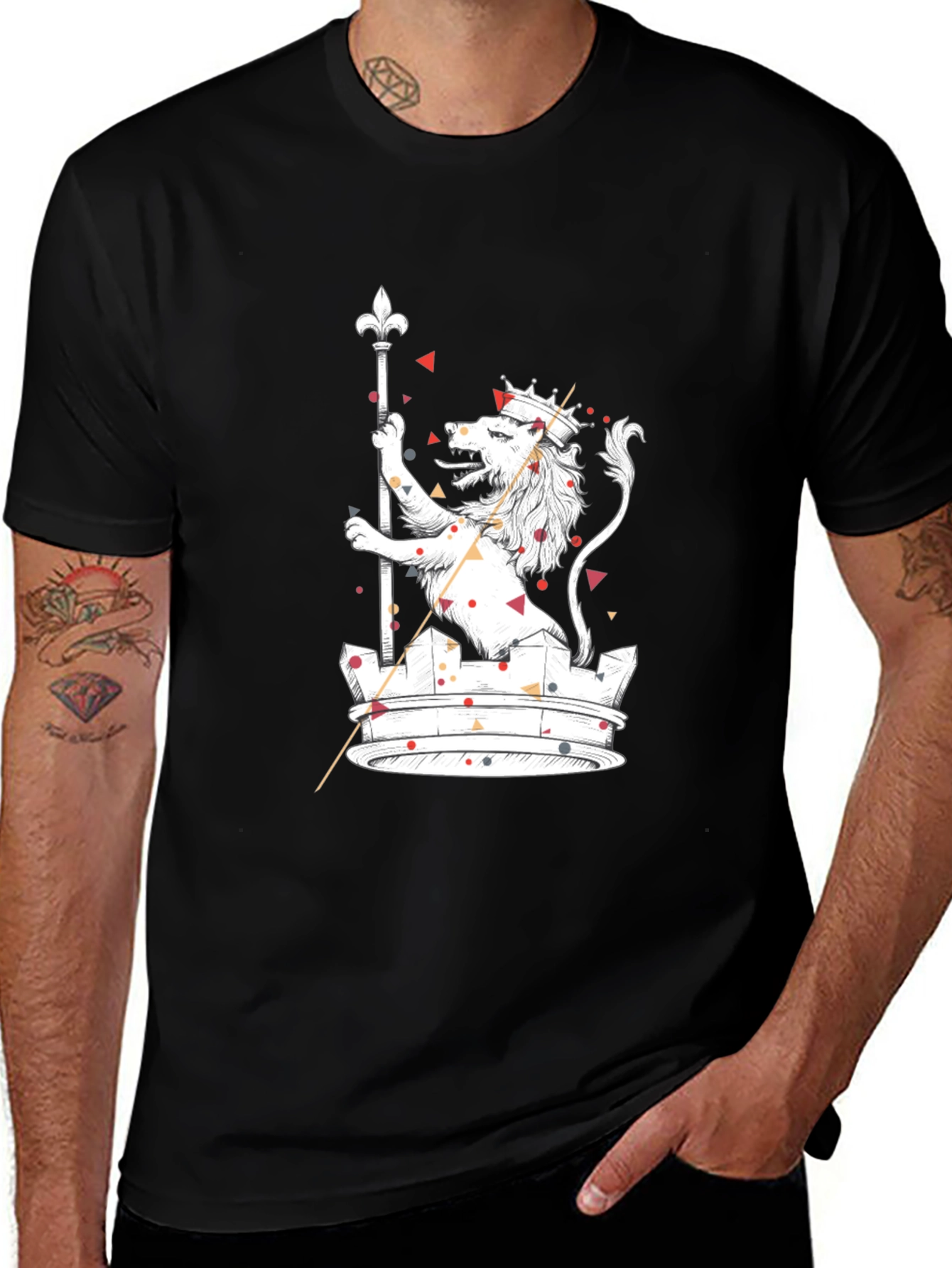 Variant 25 of Lion Crown Black T-Shirt - Graphic Tee