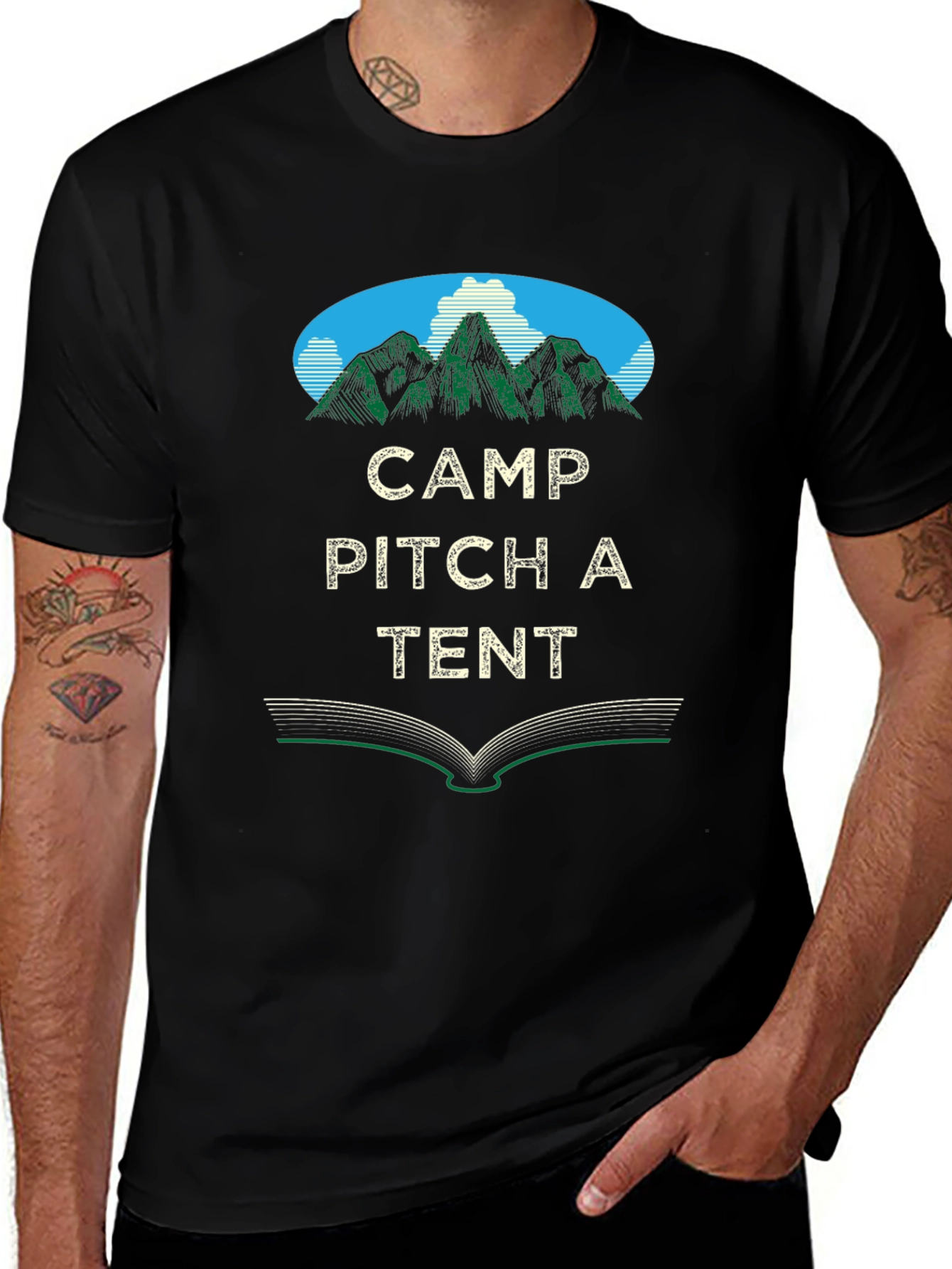 Variant 22 of Camp Pitch a Tent Graphic Tee - Adventure Awaits!