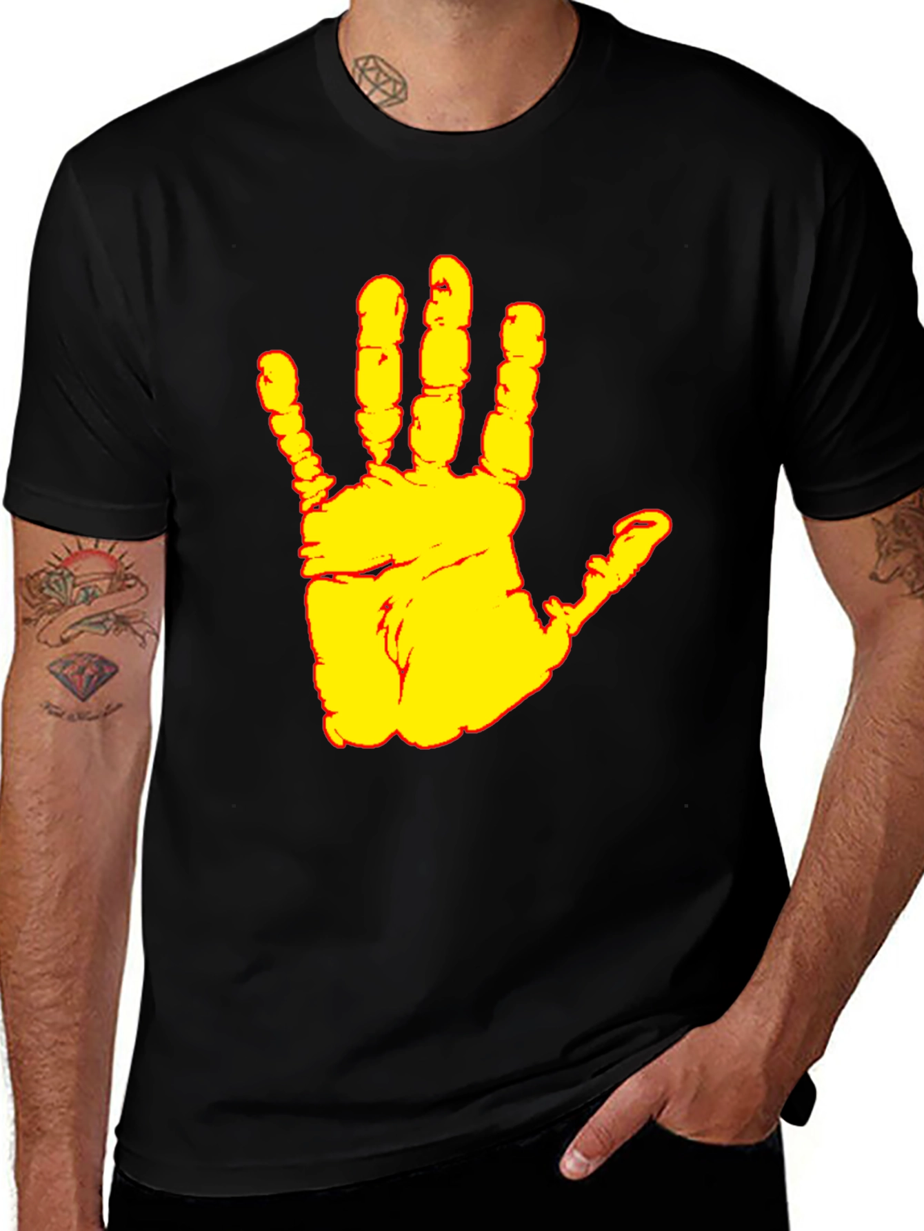 Variant 16 of Handprint Graphic Black T-Shirt