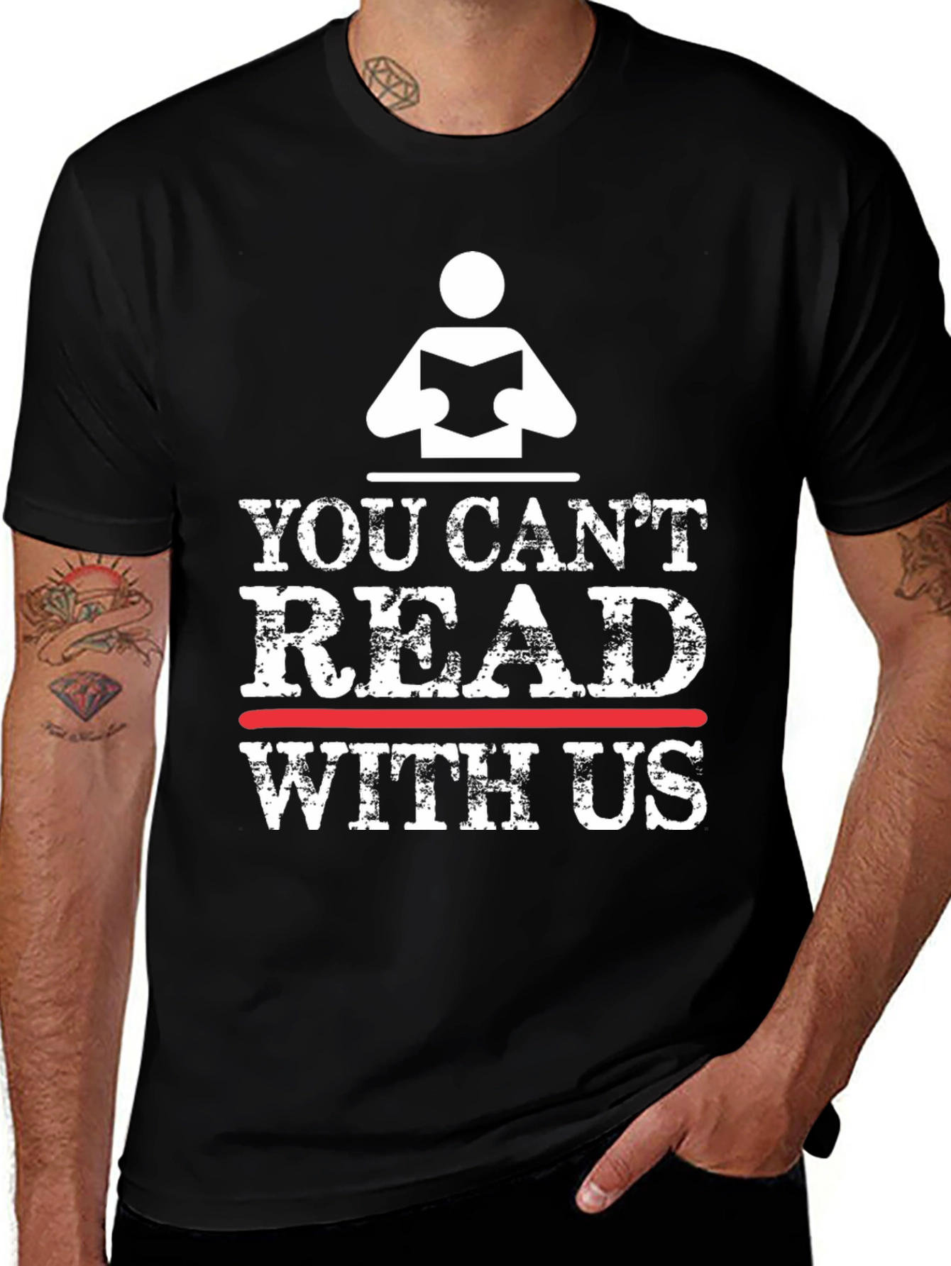 Variant 11 of You Can't Read With Us Black T-Shirt