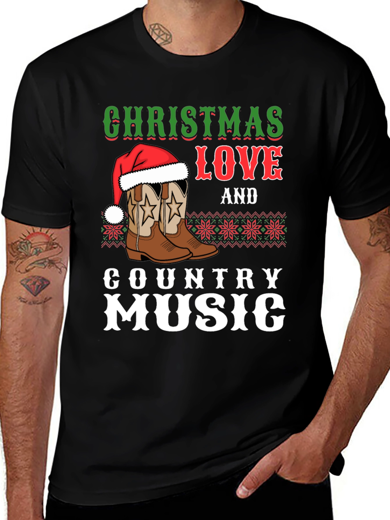 Christmas Love & Country Music Graphic T-Shirt