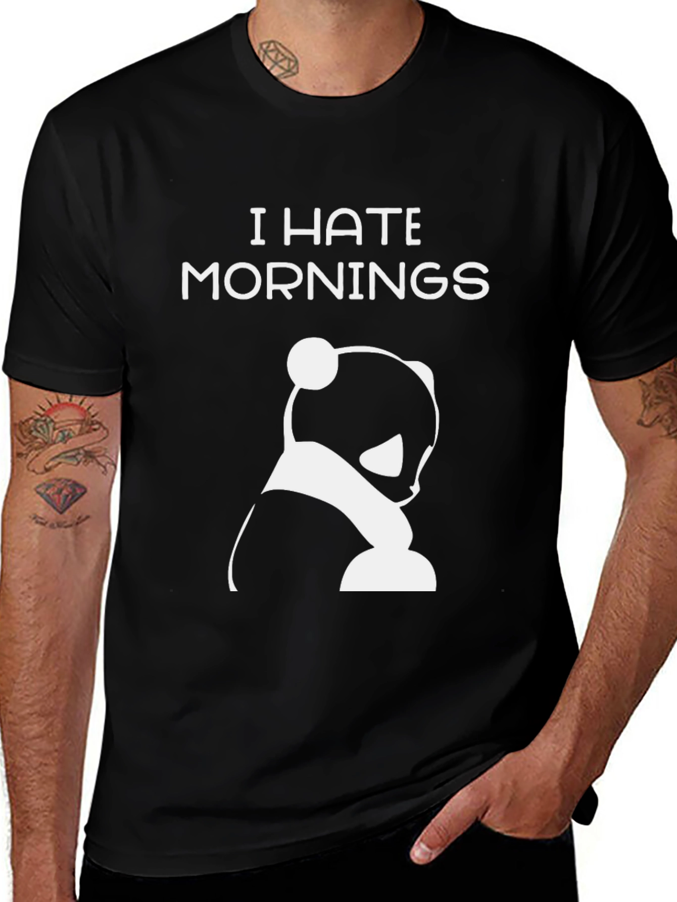 Variant 7 of I Hate Mornings Panda Graphic T-Shirt