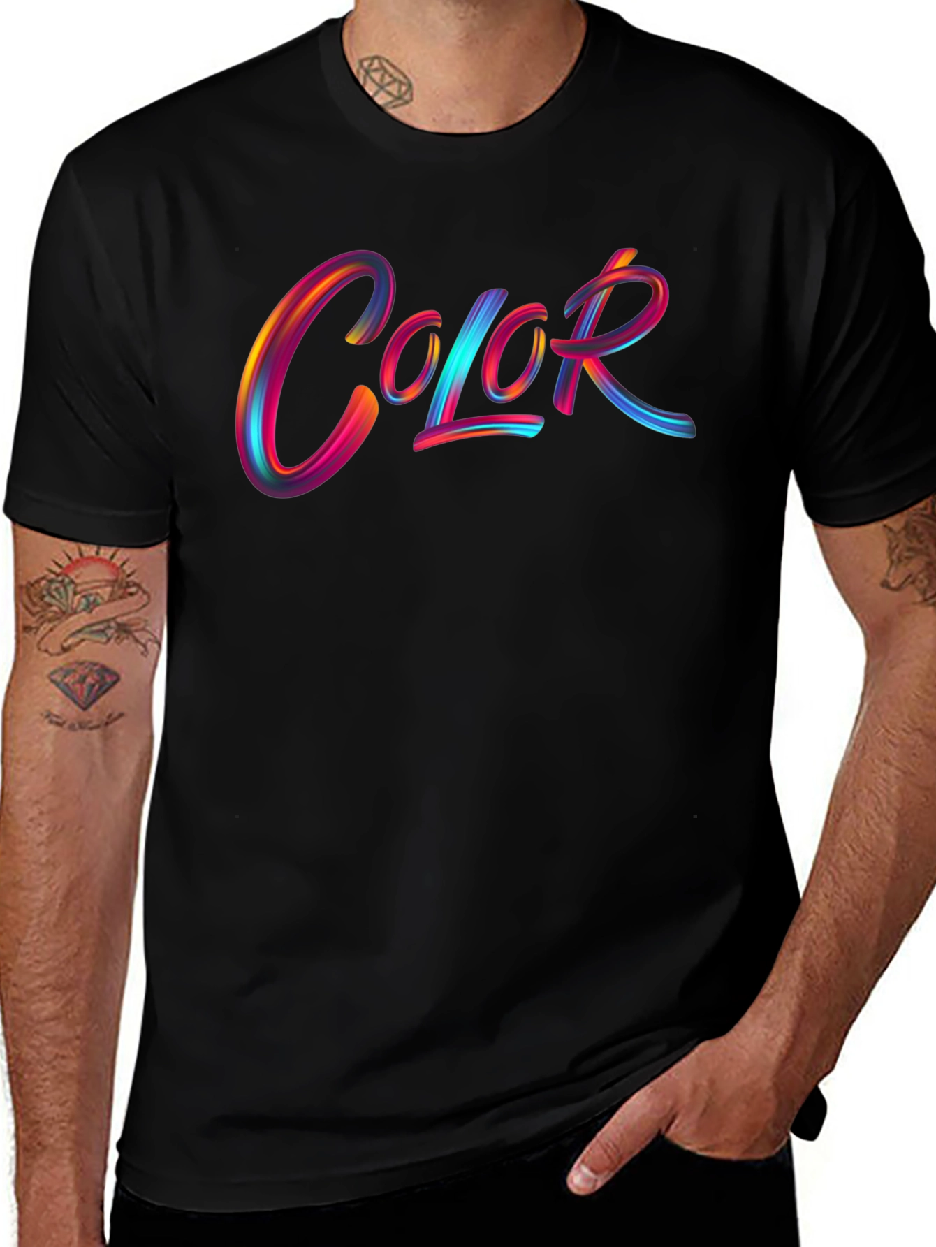 Variant 4 of Colorful Graphic Tee - "Color" Design, Soft Fabric