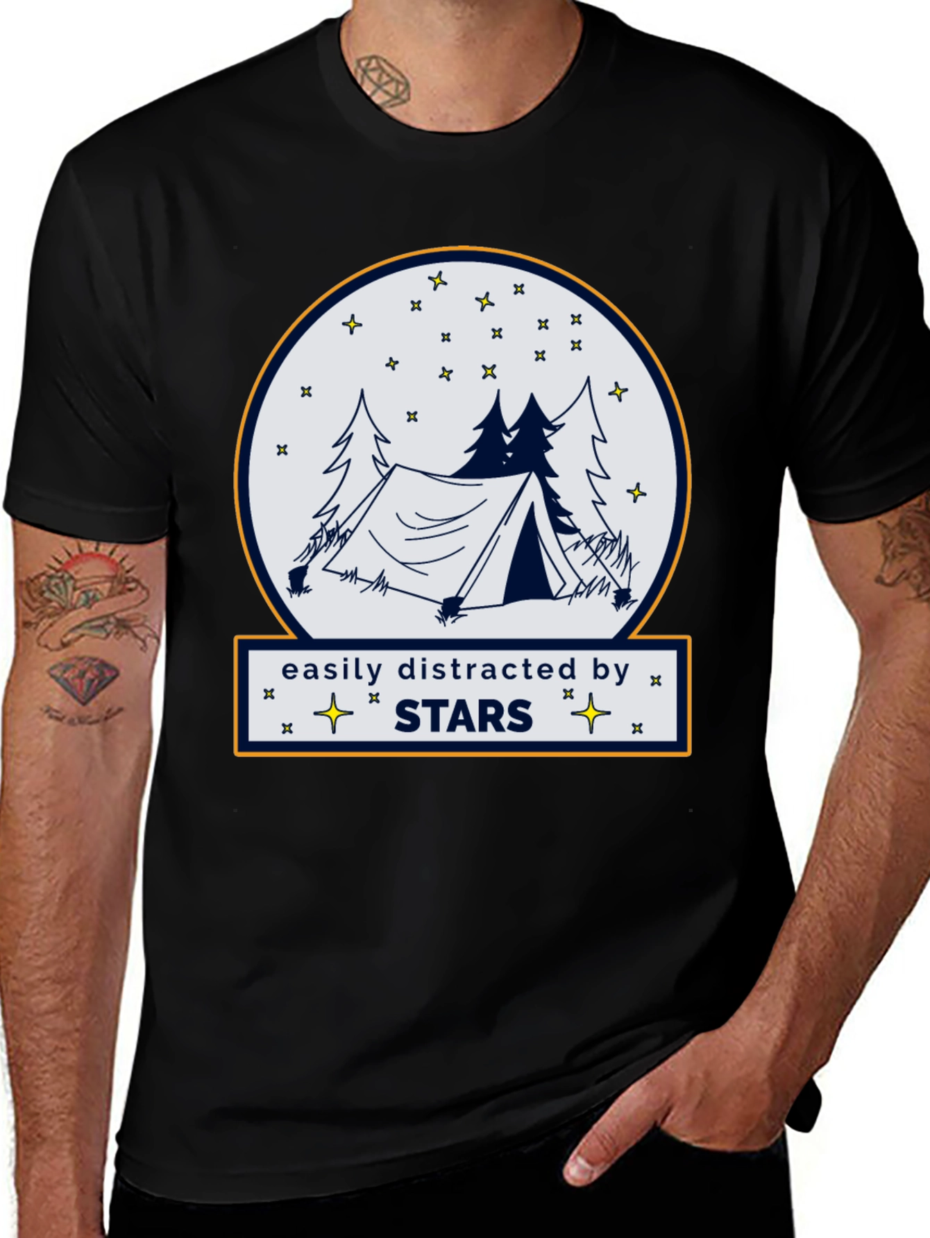 Variant 25 of Easily Distracted By Stars Camping T-Shirt