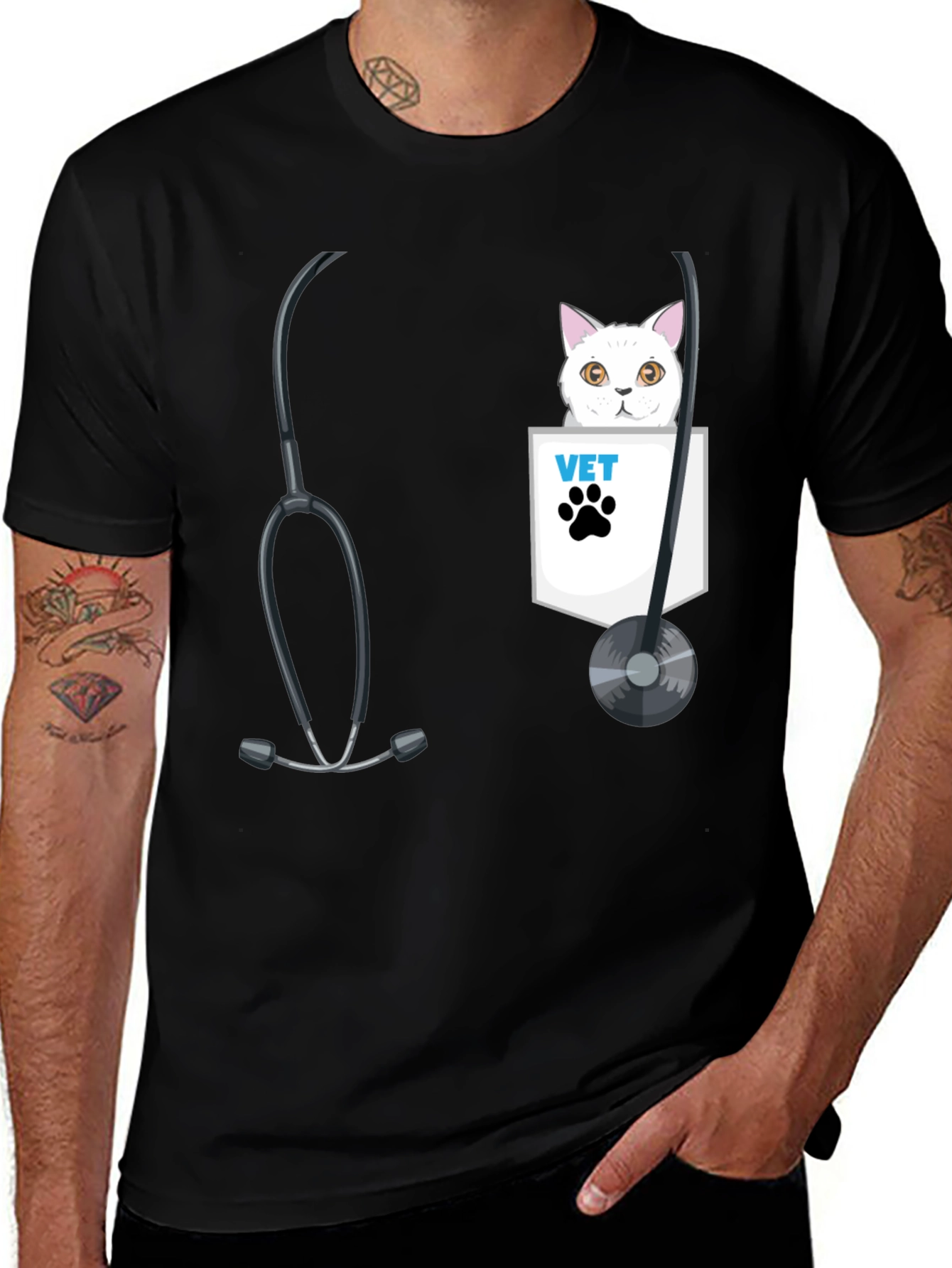 Variant 15 of Vet Cat Pocket T-Shirt - Animal Lover Tee