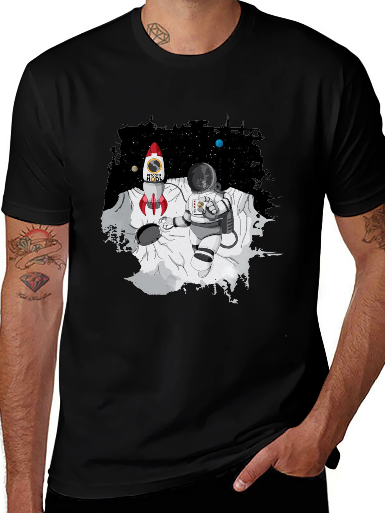Bitcoin HODL Astronaut T-Shirt - Crypto Moon Landing