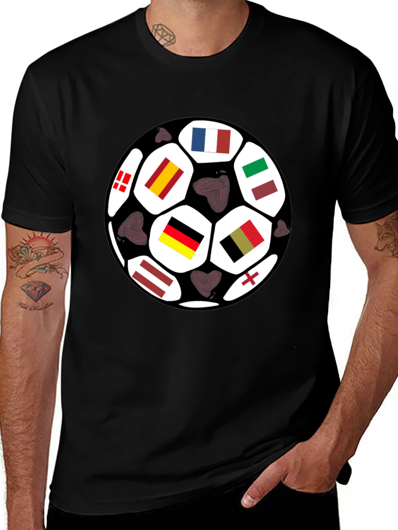 Variant 2 of Soccer Ball Flags Black T-Shirt