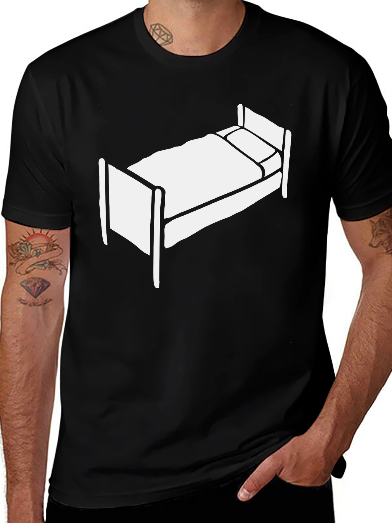 Variant 11 of Black Bed Graphic Tee - Sleep Shirt