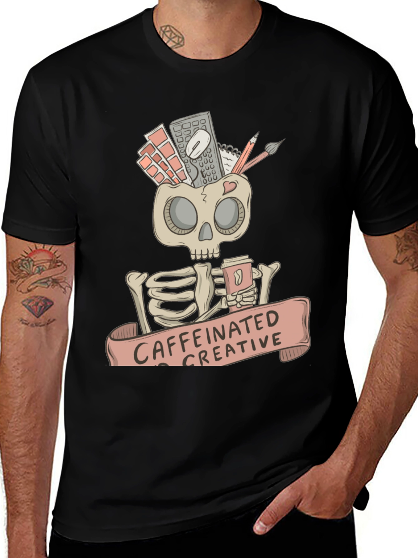 Variant 15 of Caffeinated Creative Skeleton T-Shirt - Unique Design