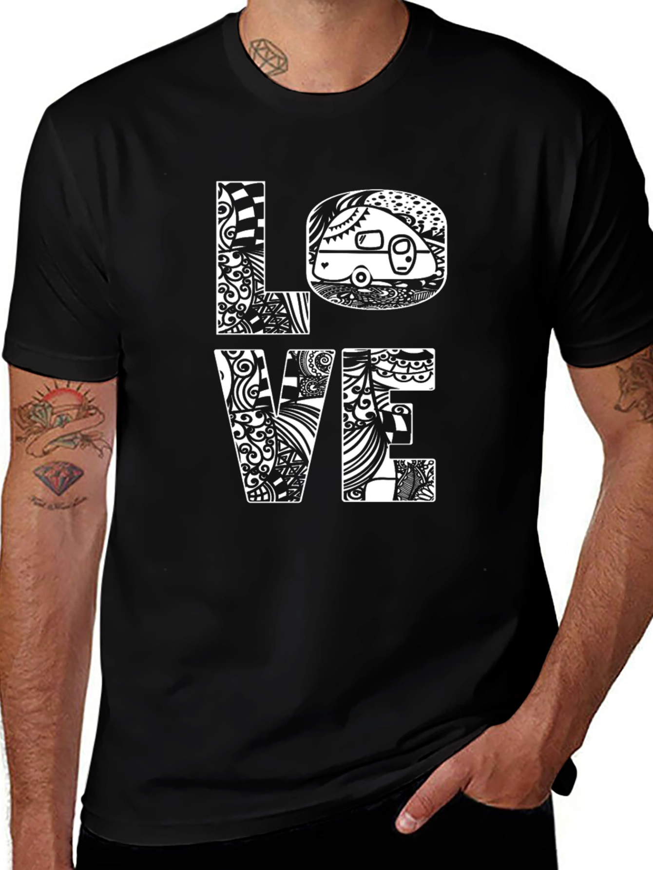 Variant 10 of LOVE Camping Graphic T-Shirt - Black