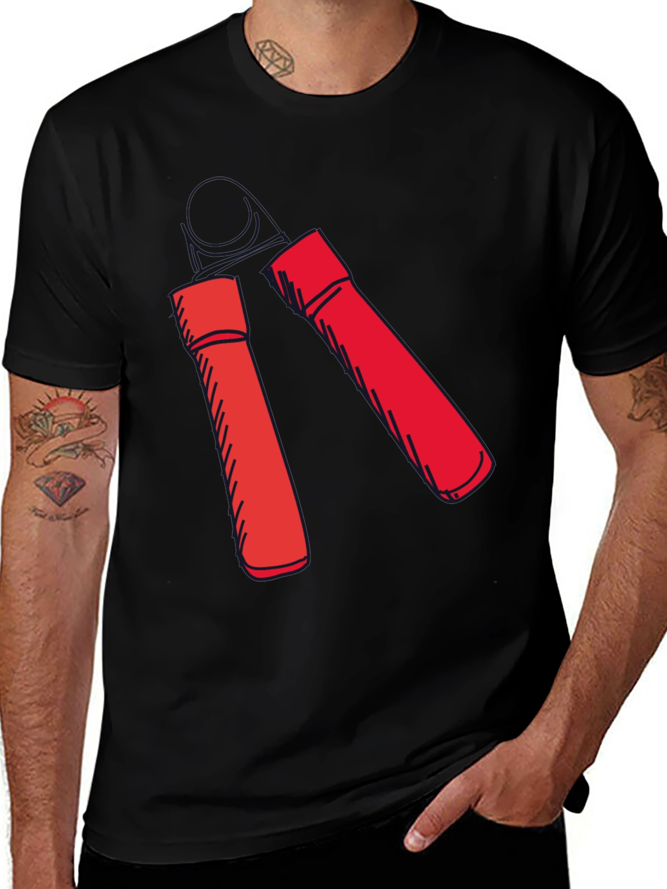 Variant 13 of Bold Graphic Black Tee with Red Element Design
