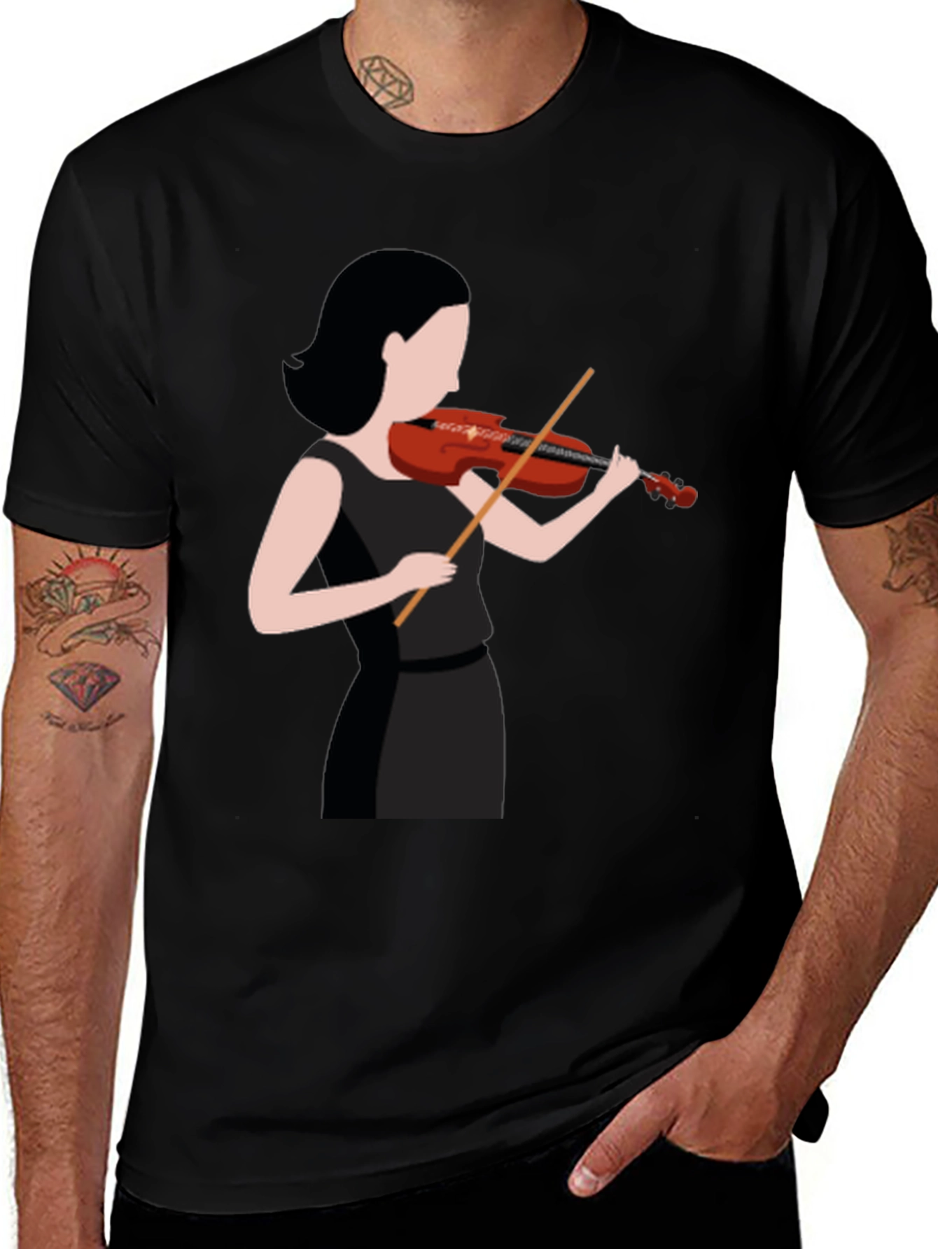 Variant 26 of Violinist Graphic Tee - Black T-Shirt