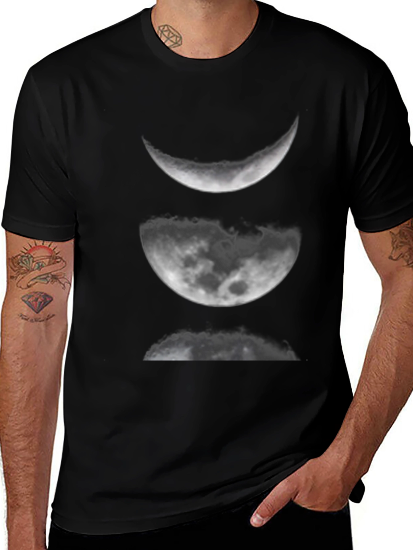 Lunar Phases Graphic Black T-Shirt