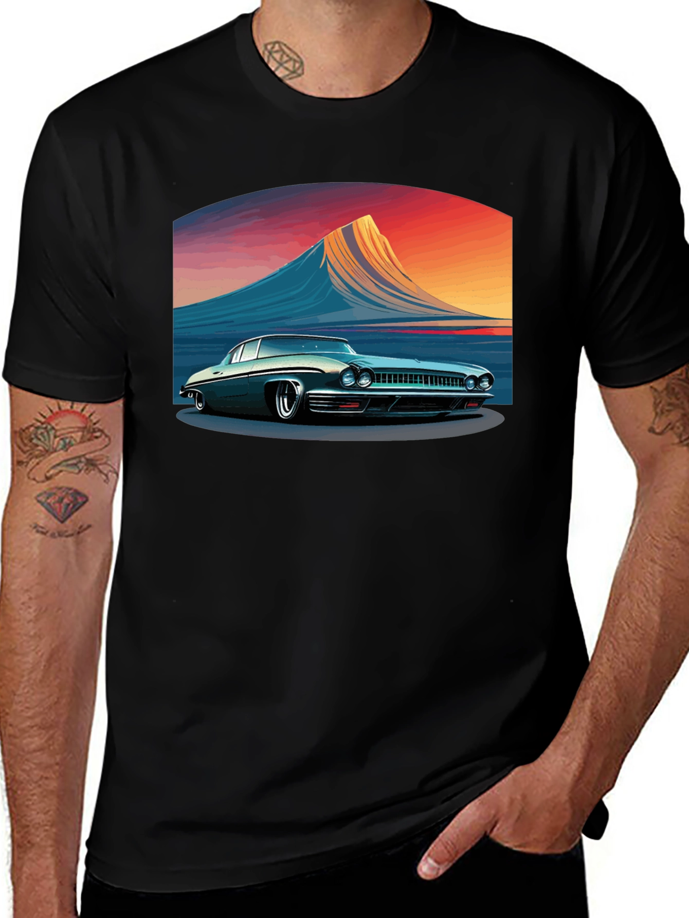 Variant 4 of Classic Car Mountain T-Shirt - Retro Style