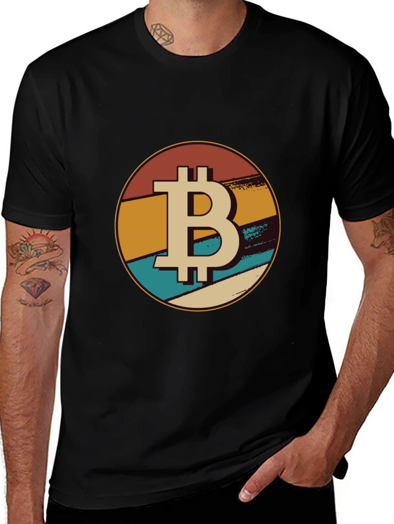 Variant 7 of Bitcoin Retro Sunset Graphic Tee