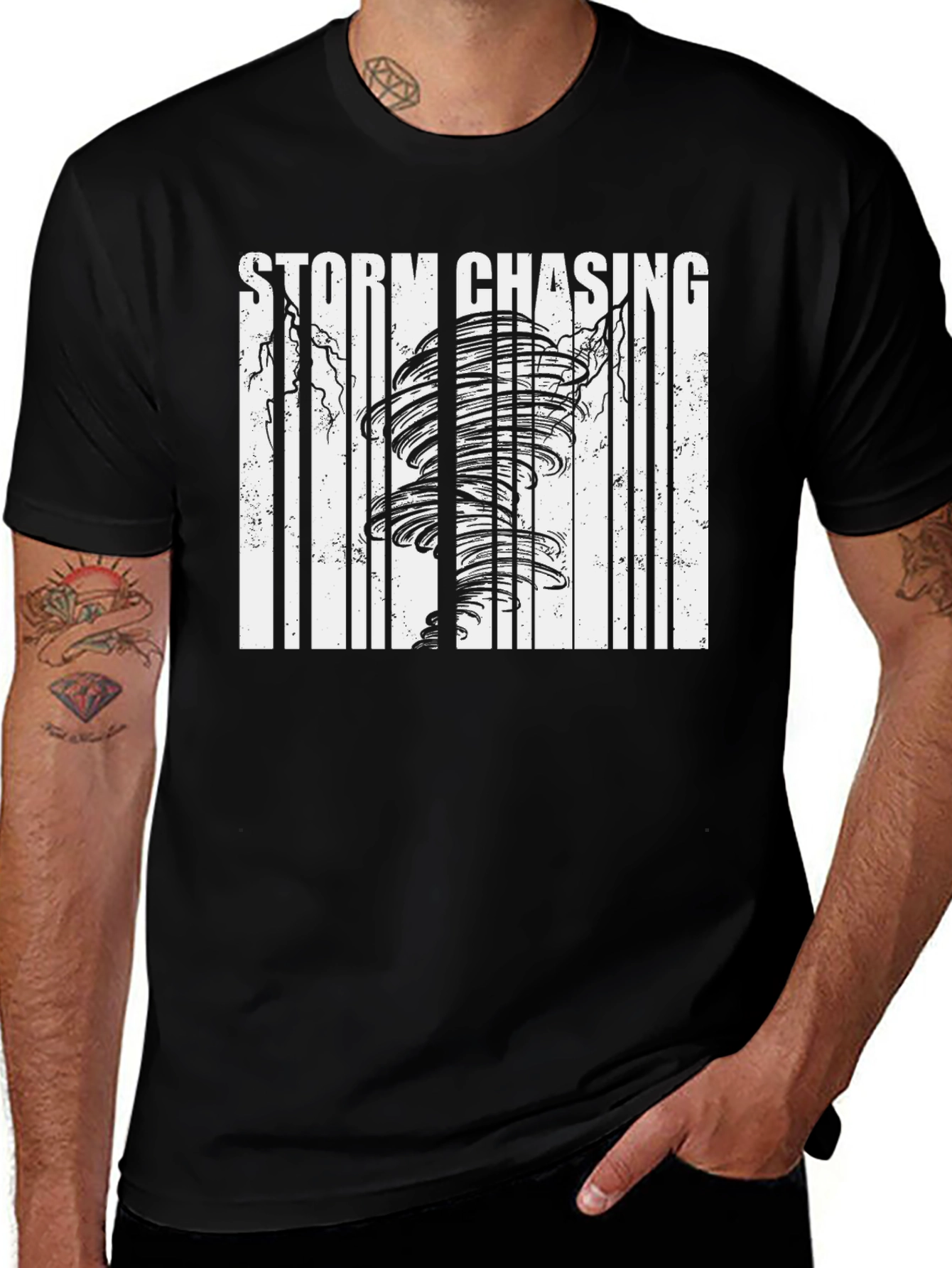 Variant 21 of Storm Chasing Tornado Graphic T-Shirt - Black