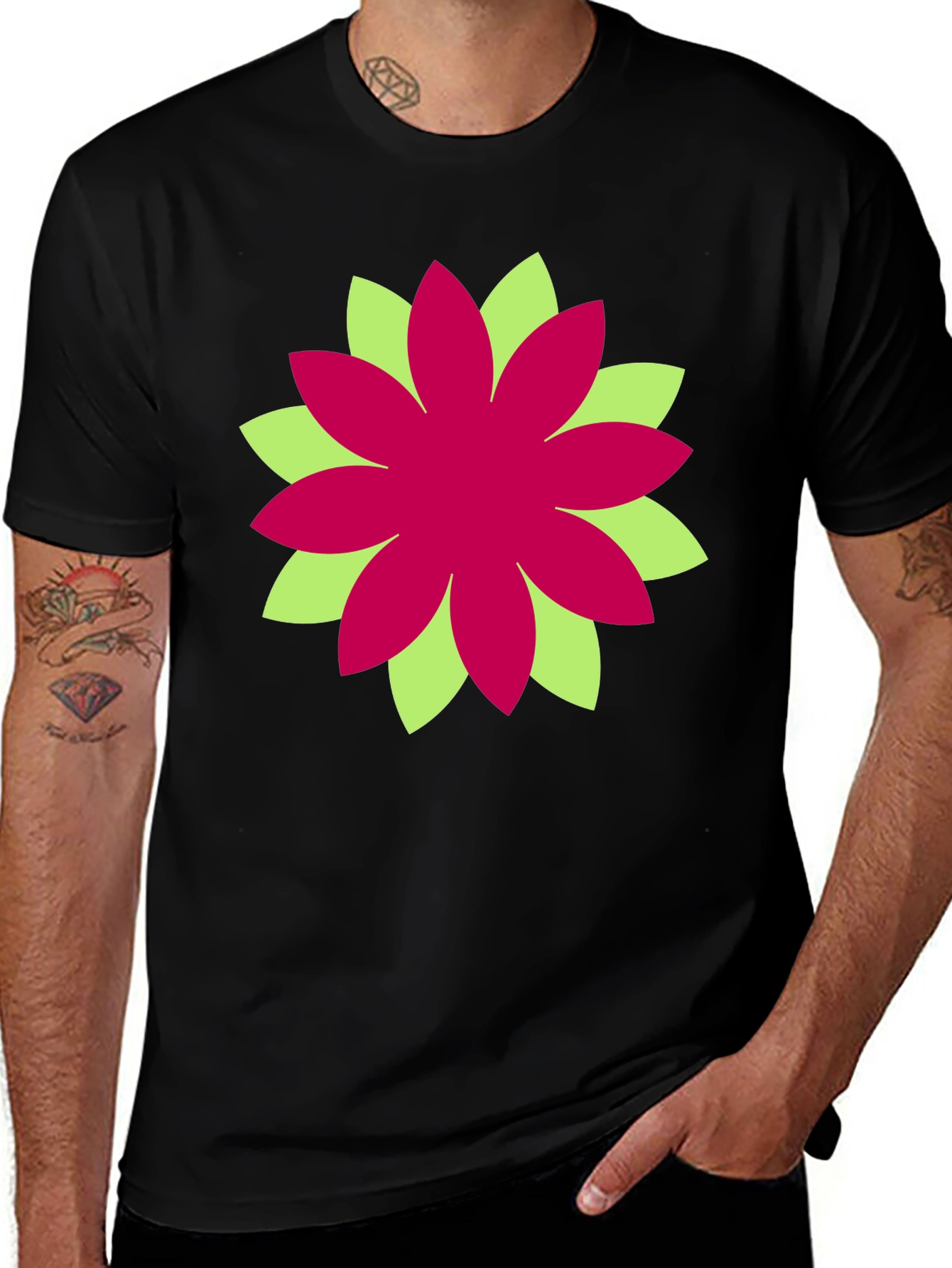 Variant 13 of Floral Graphic Black T-Shirt
