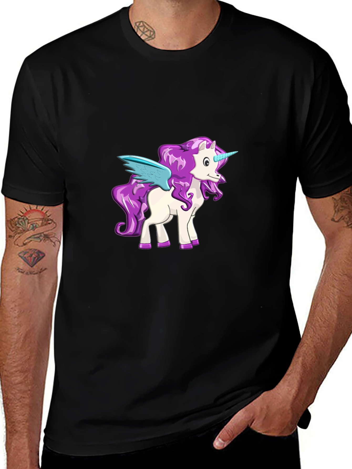 Variant 24 of Unicorn Graphic Tee - Black Cotton Blend