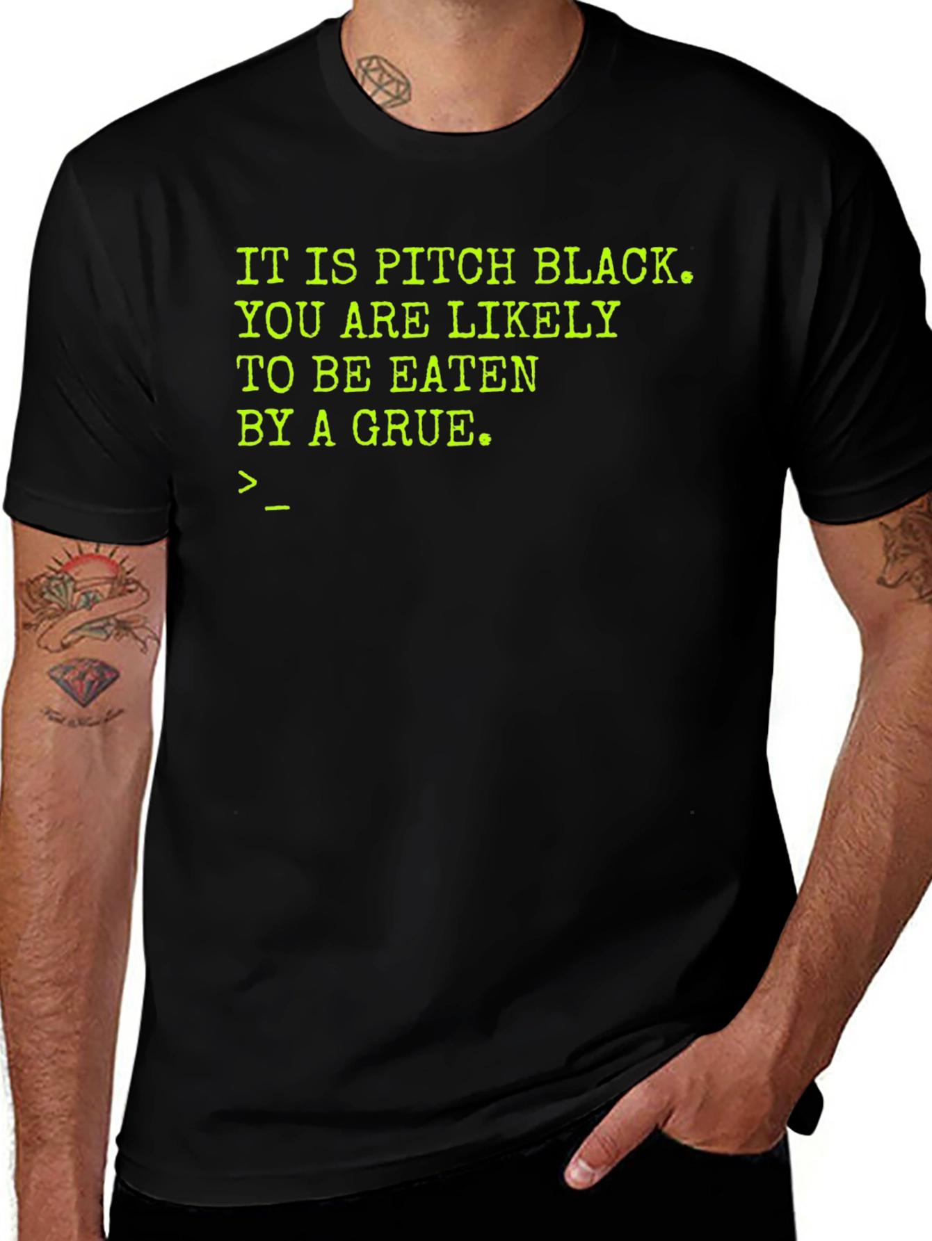 Variant 9 of Pitch Black Grue T-Shirt - Adventure Game Humor