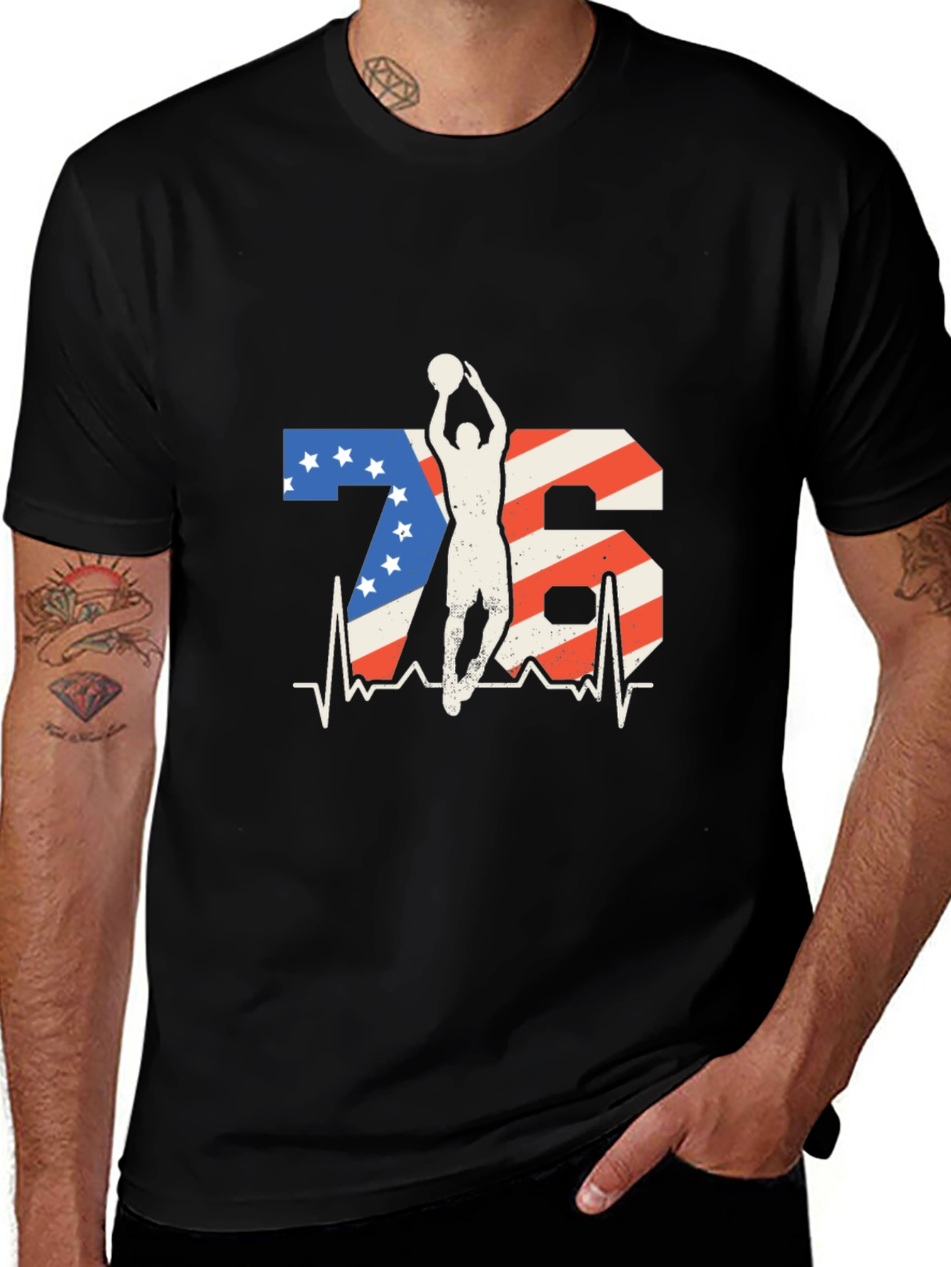 Patriotic Basketball T-Shirt - USA 76 Design