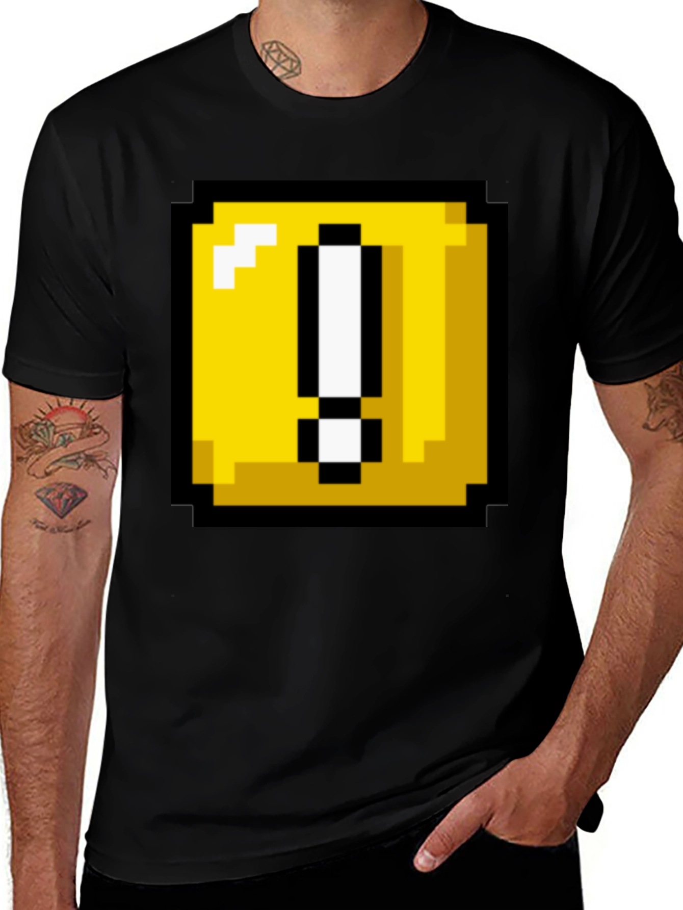 Variant 5 of Pixelated Question Block Graphic Tee - Retro Gamer Style