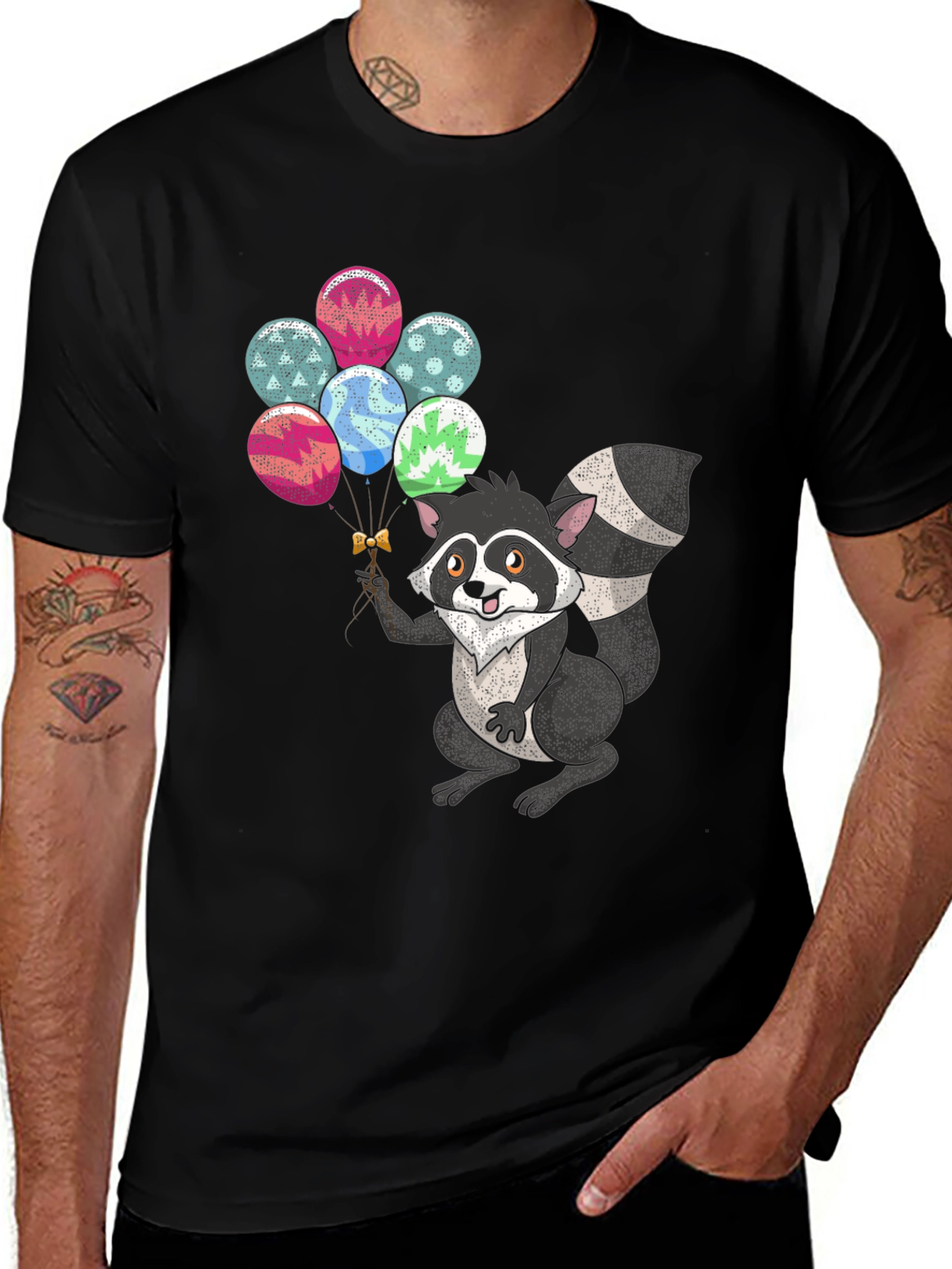 Variant 5 of Raccoon Balloons Graphic Tee