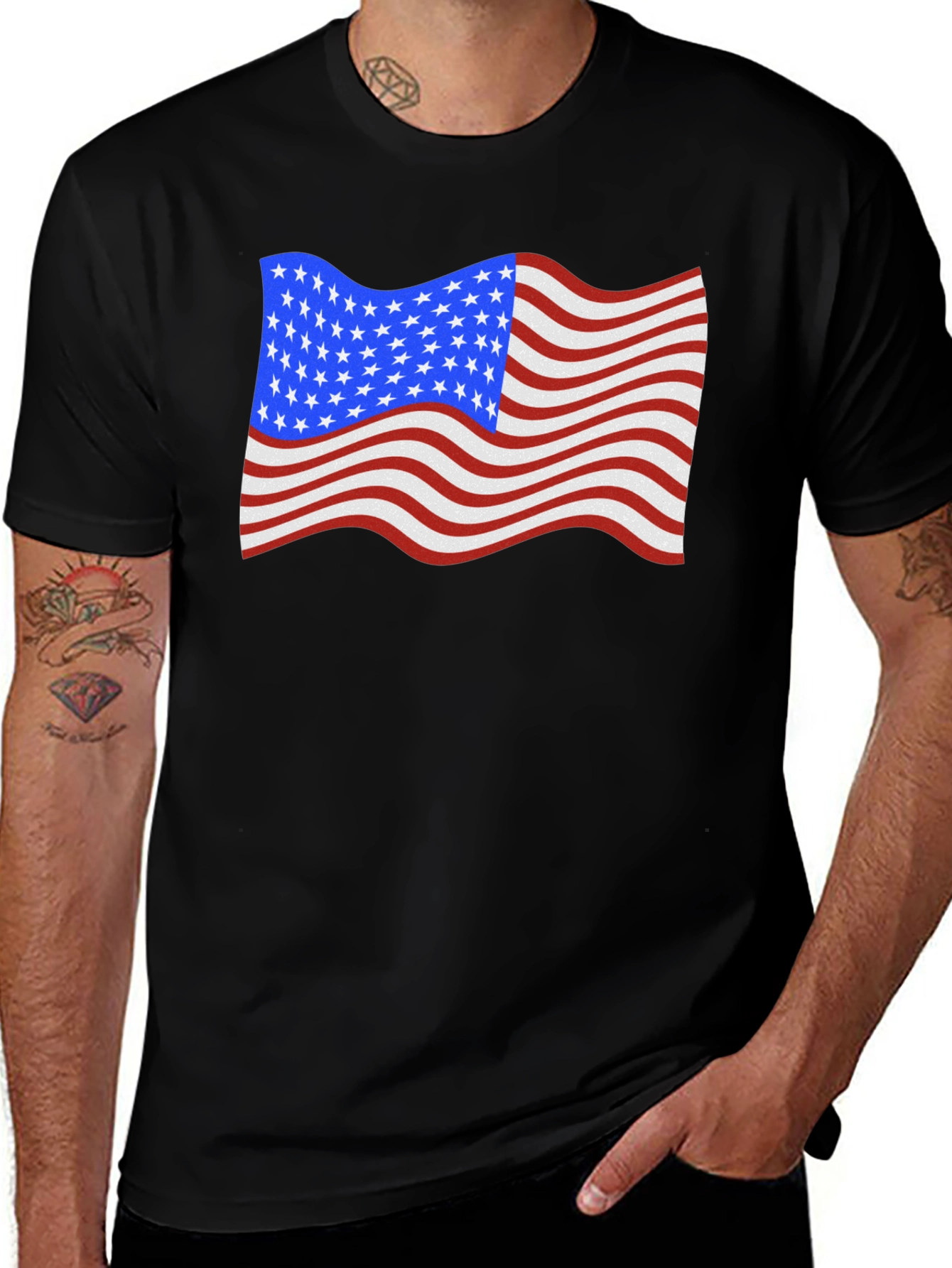 USA Flag Waving Patriotic T-Shirt