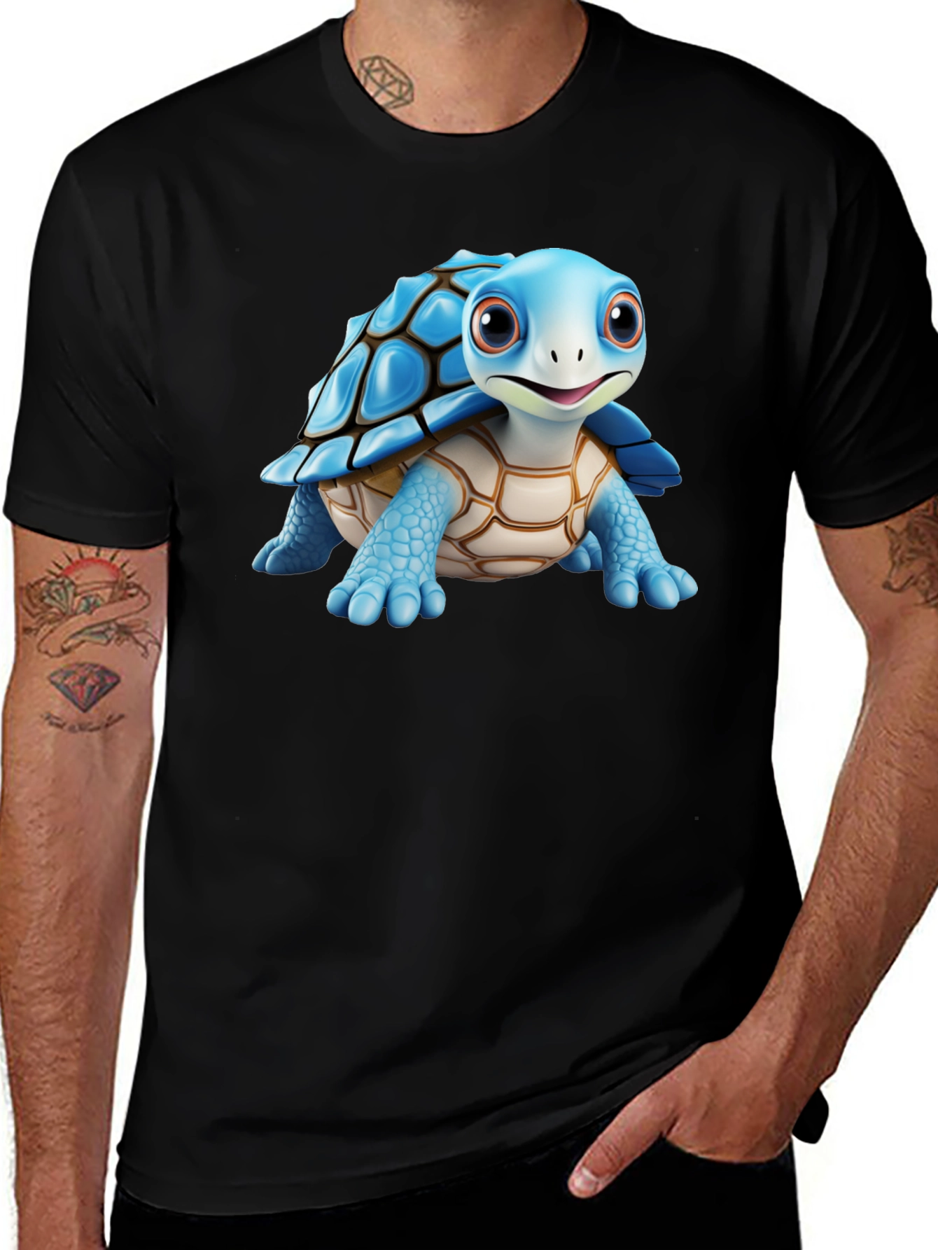 Variant 4 of Cute Turtle Graphic T-Shirt - Black Unisex Tee